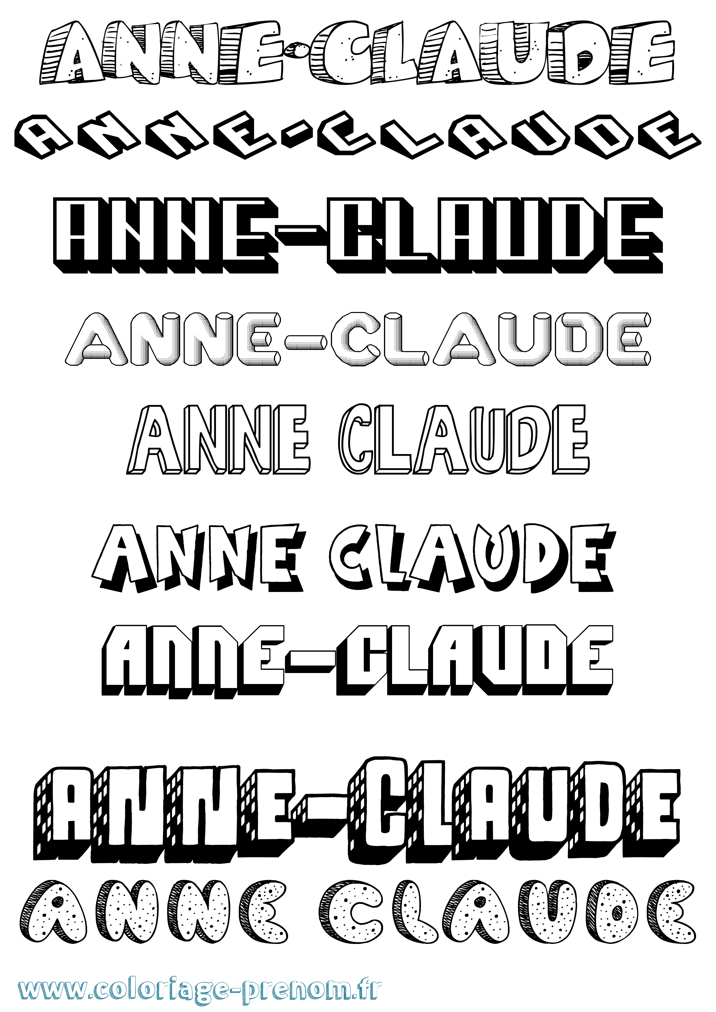 Coloriage Anne-Claude Effet 3D Coloriage prénom Anne-Claude Effet 3D