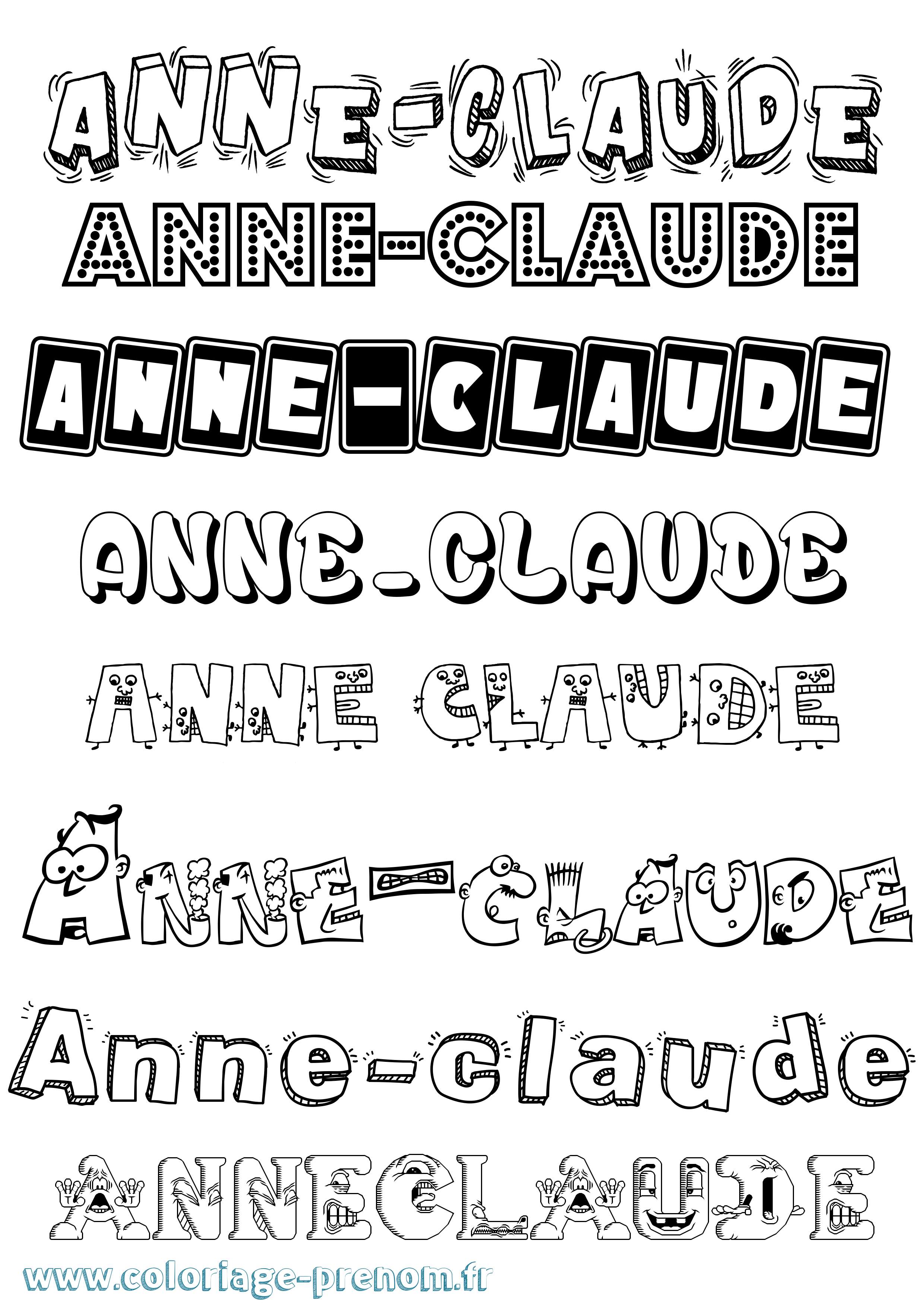 Coloriage Anne-Claude Fun Coloriage prénom Anne-Claude Fun