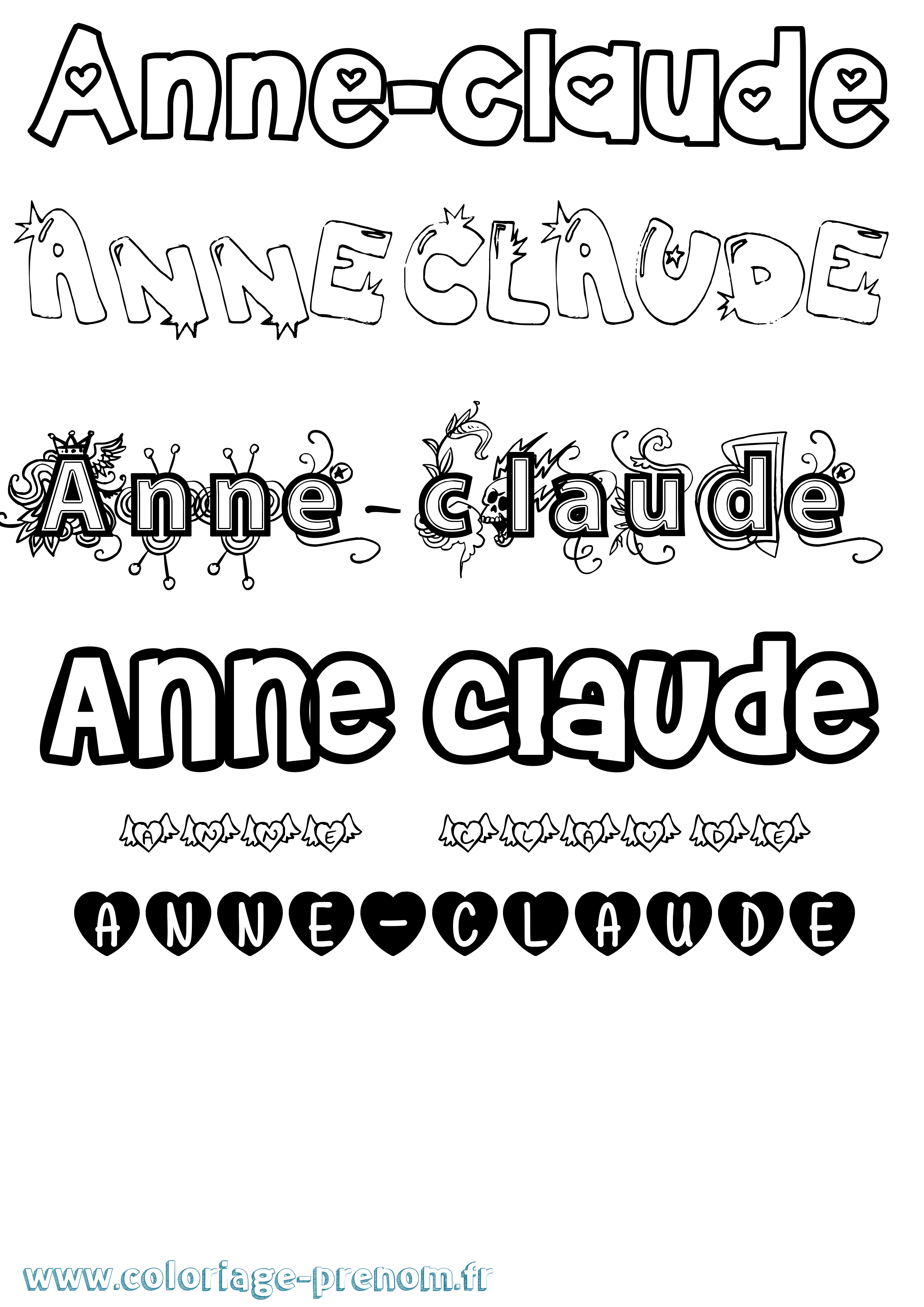 Coloriage Anne-Claude Girly Coloriage prénom Anne-Claude Girly