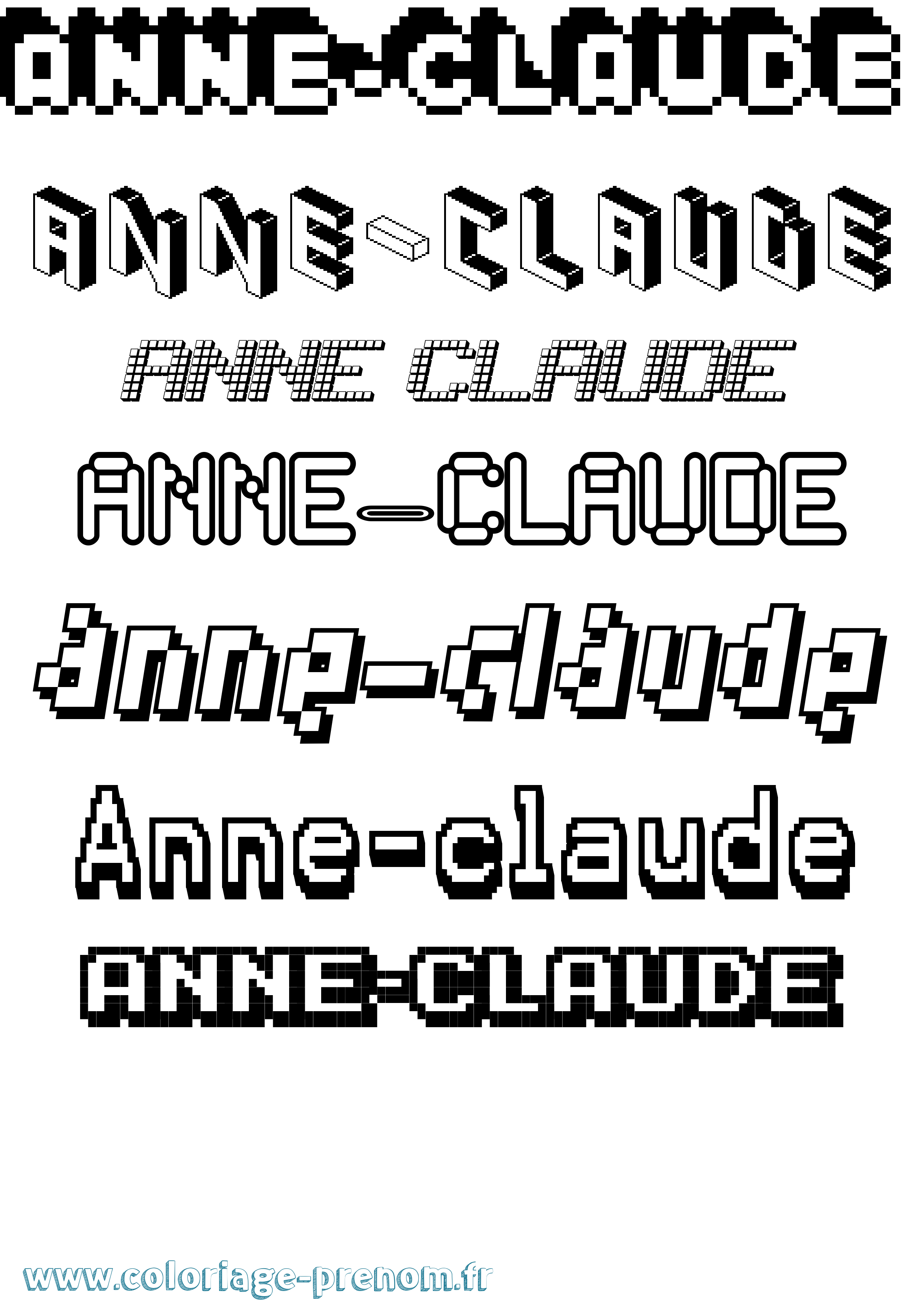 Coloriage Anne-Claude Pixel Coloriage prénom Anne-Claude Pixel