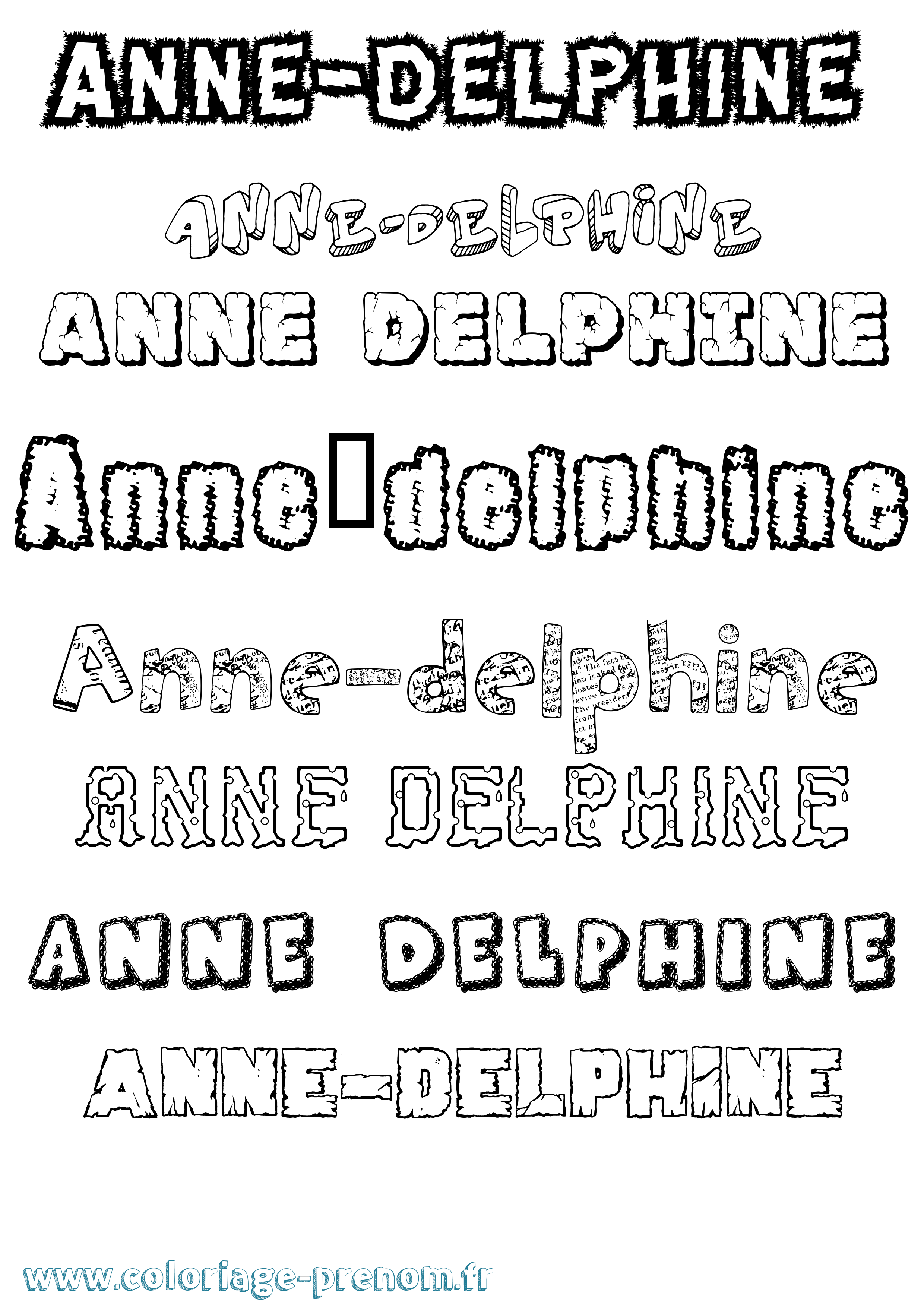 Coloriage Anne-Delphine Destructuré Coloriage prénom Anne-Delphine Destructuré