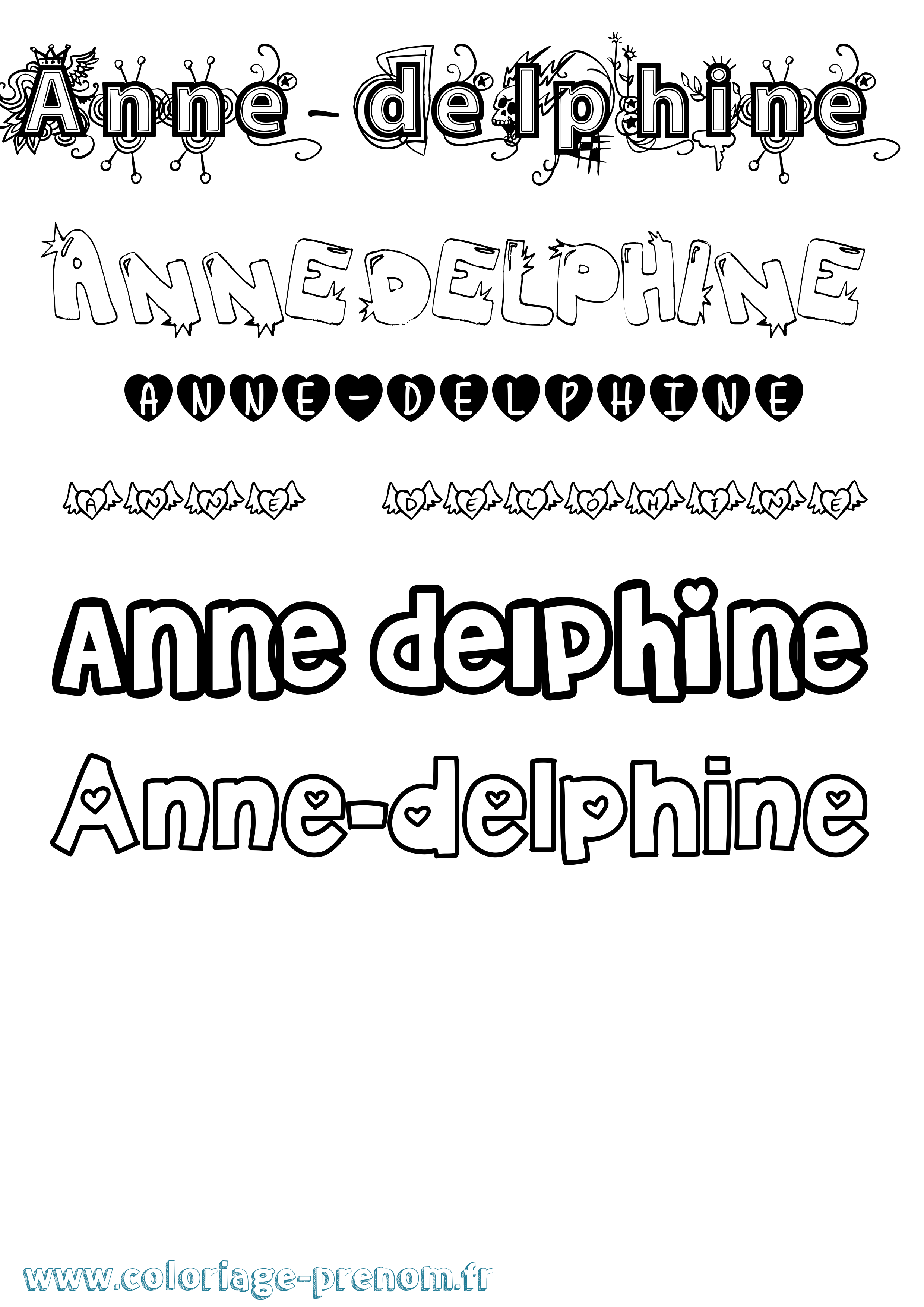 Coloriage Anne-Delphine Girly Coloriage prénom Anne-Delphine Girly