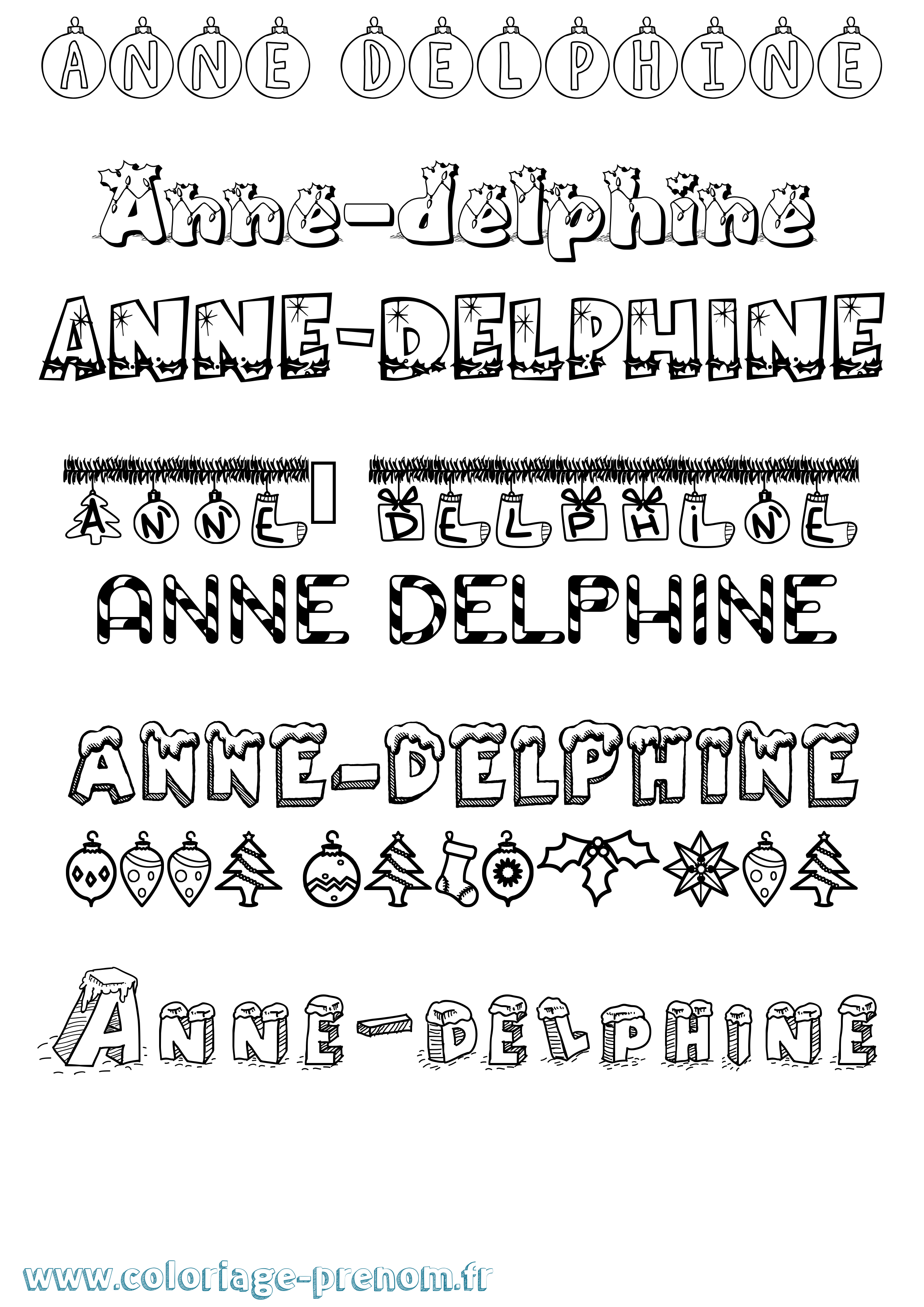 Coloriage Anne-Delphine Noël Coloriage prénom Anne-Delphine Noël
