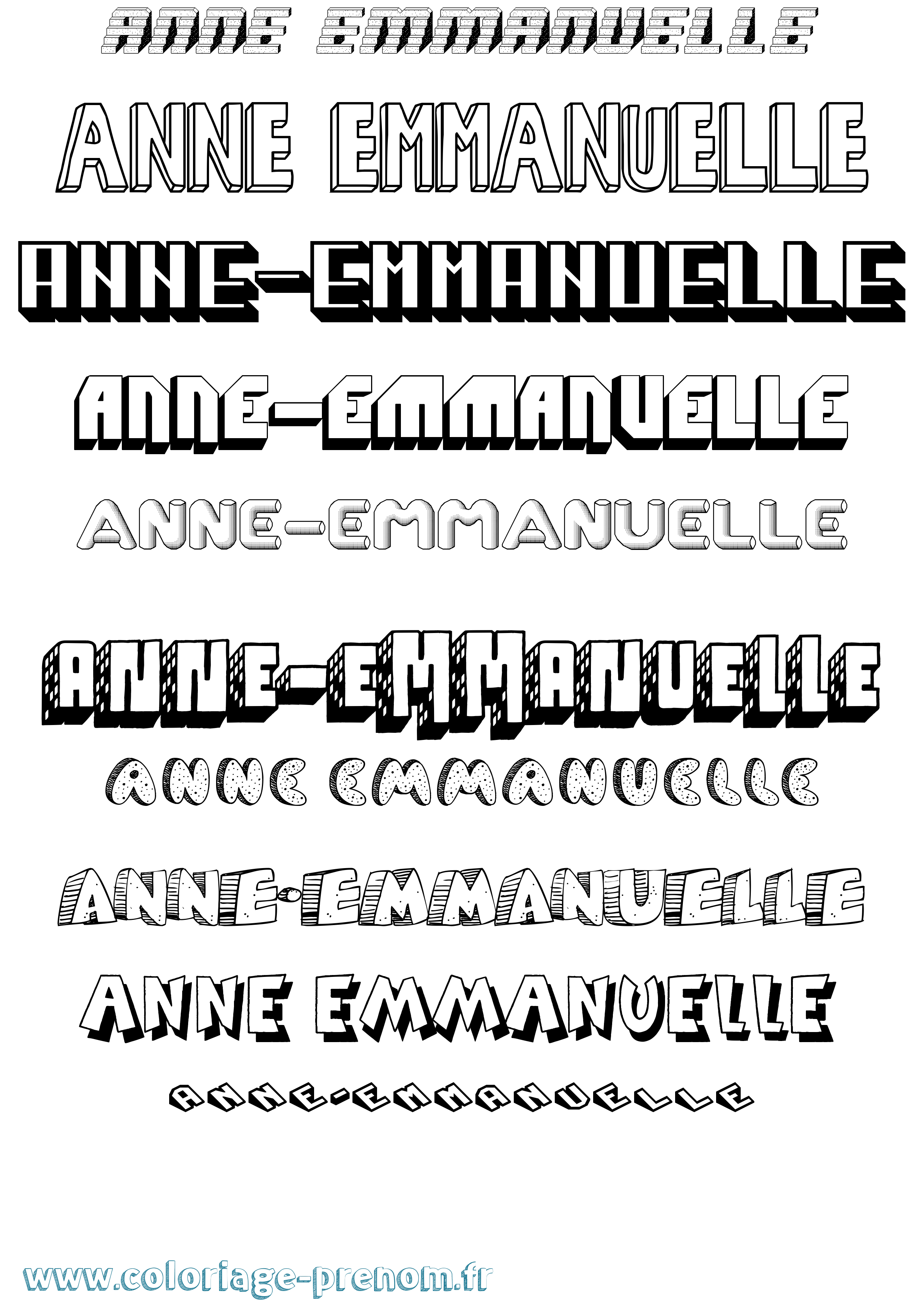 Coloriage Anne-Emmanuelle Effet 3D Coloriage prénom Anne-Emmanuelle Effet 3D