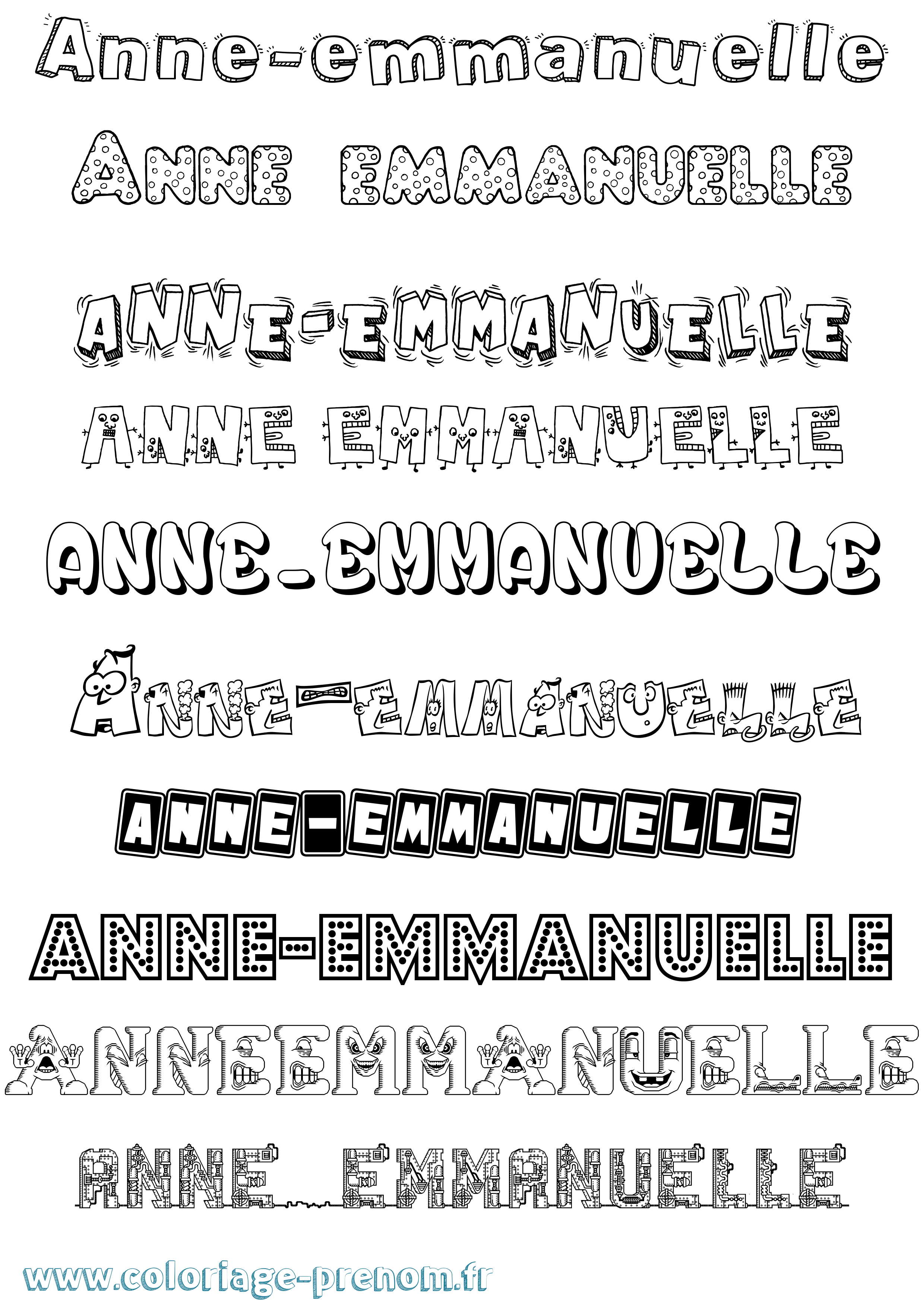 Coloriage Anne-Emmanuelle Fun Coloriage prénom Anne-Emmanuelle Fun
