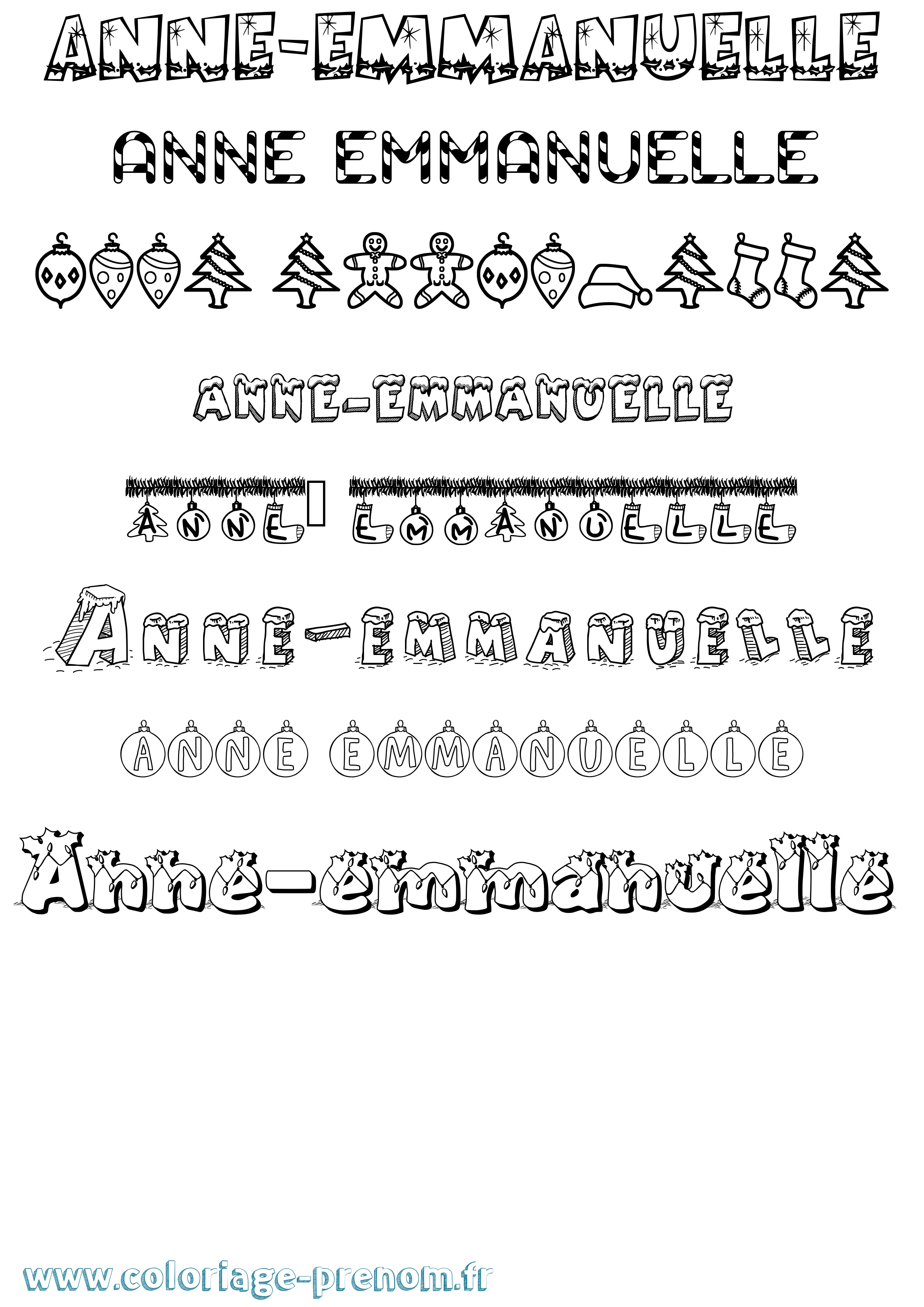 Coloriage Anne-Emmanuelle Noël Coloriage prénom Anne-Emmanuelle Noël