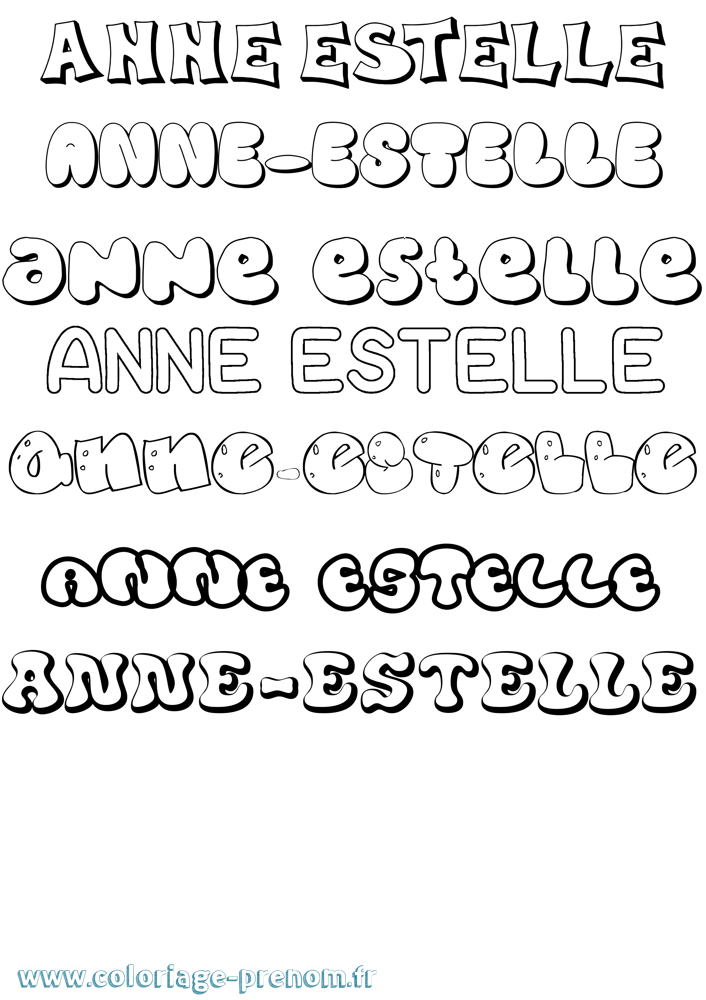 Coloriage Anne-Estelle Bubble Coloriage prénom Anne-Estelle Bubble