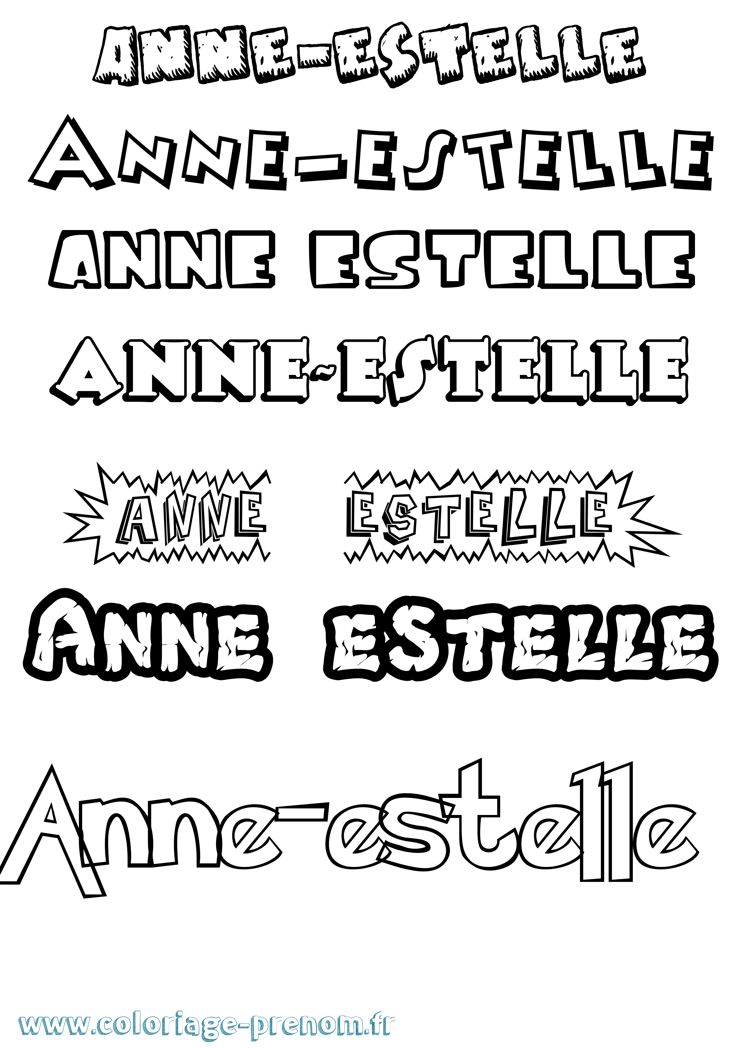 Coloriage Anne-Estelle Dessin Animé Coloriage prénom Anne-Estelle Dessin Animé