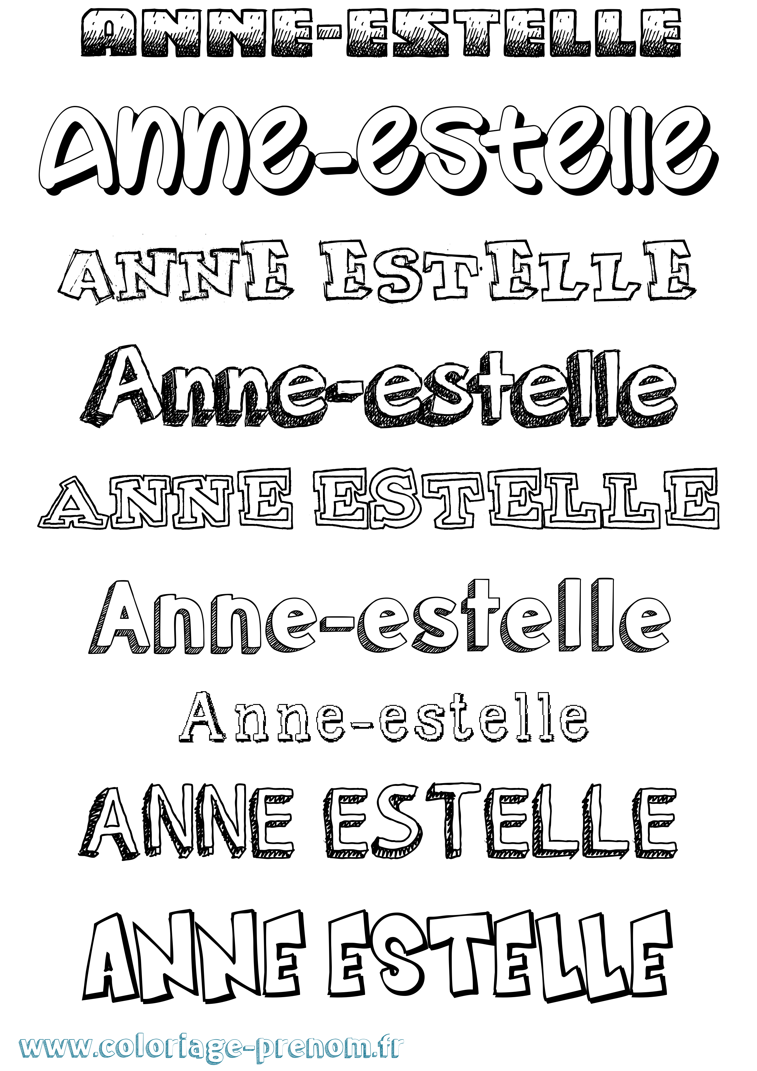 Coloriage Anne-Estelle Dessiné Coloriage prénom Anne-Estelle Dessiné