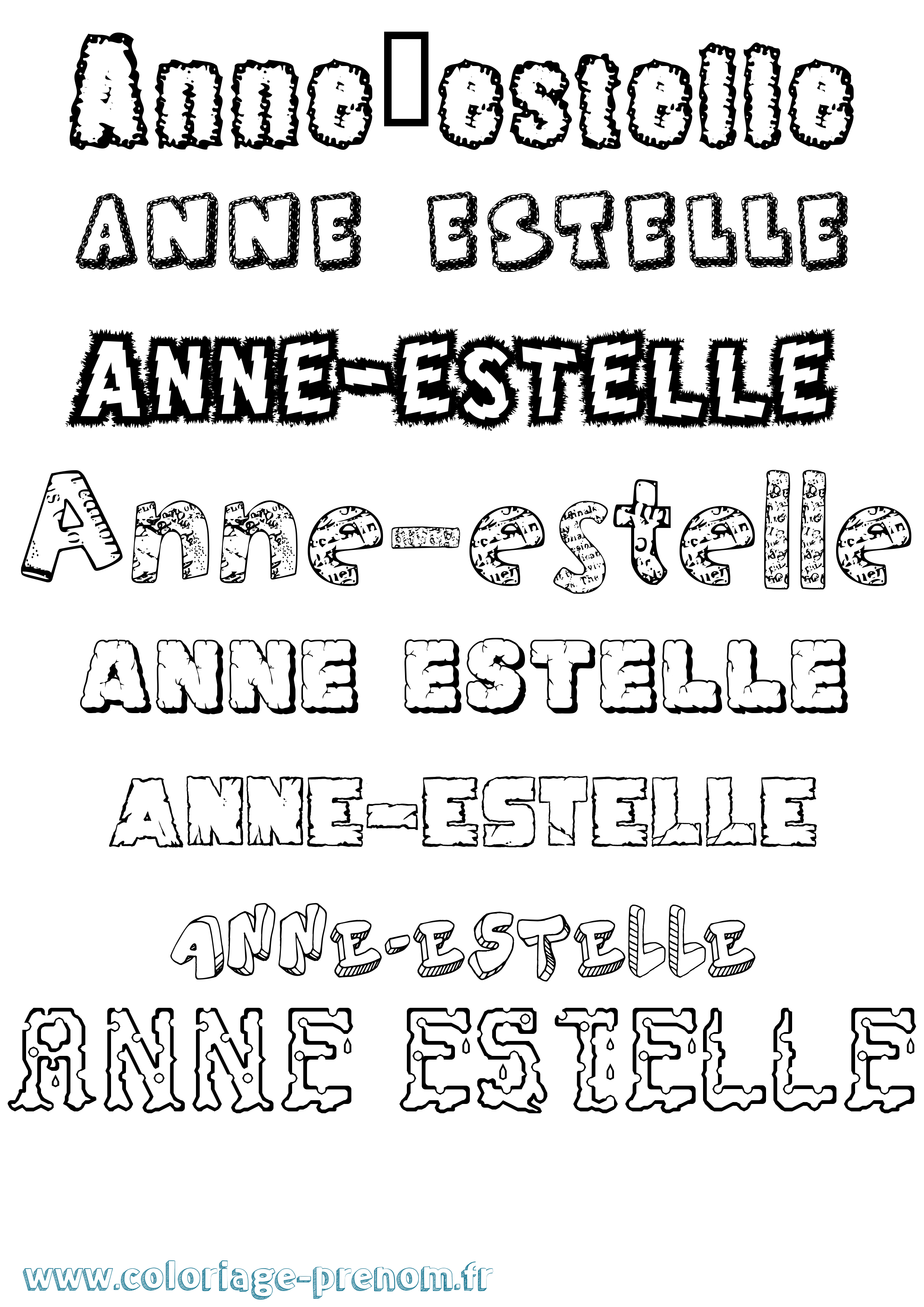 Coloriage Anne-Estelle Destructuré Coloriage prénom Anne-Estelle Destructuré
