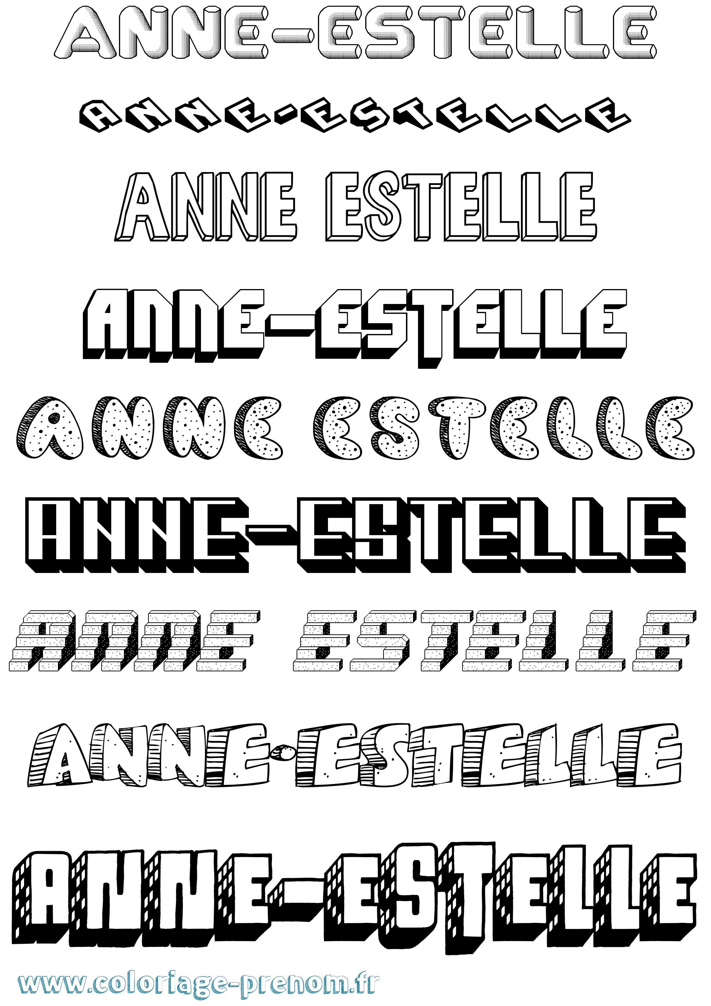Coloriage Anne-Estelle Effet 3D Coloriage prénom Anne-Estelle Effet 3D