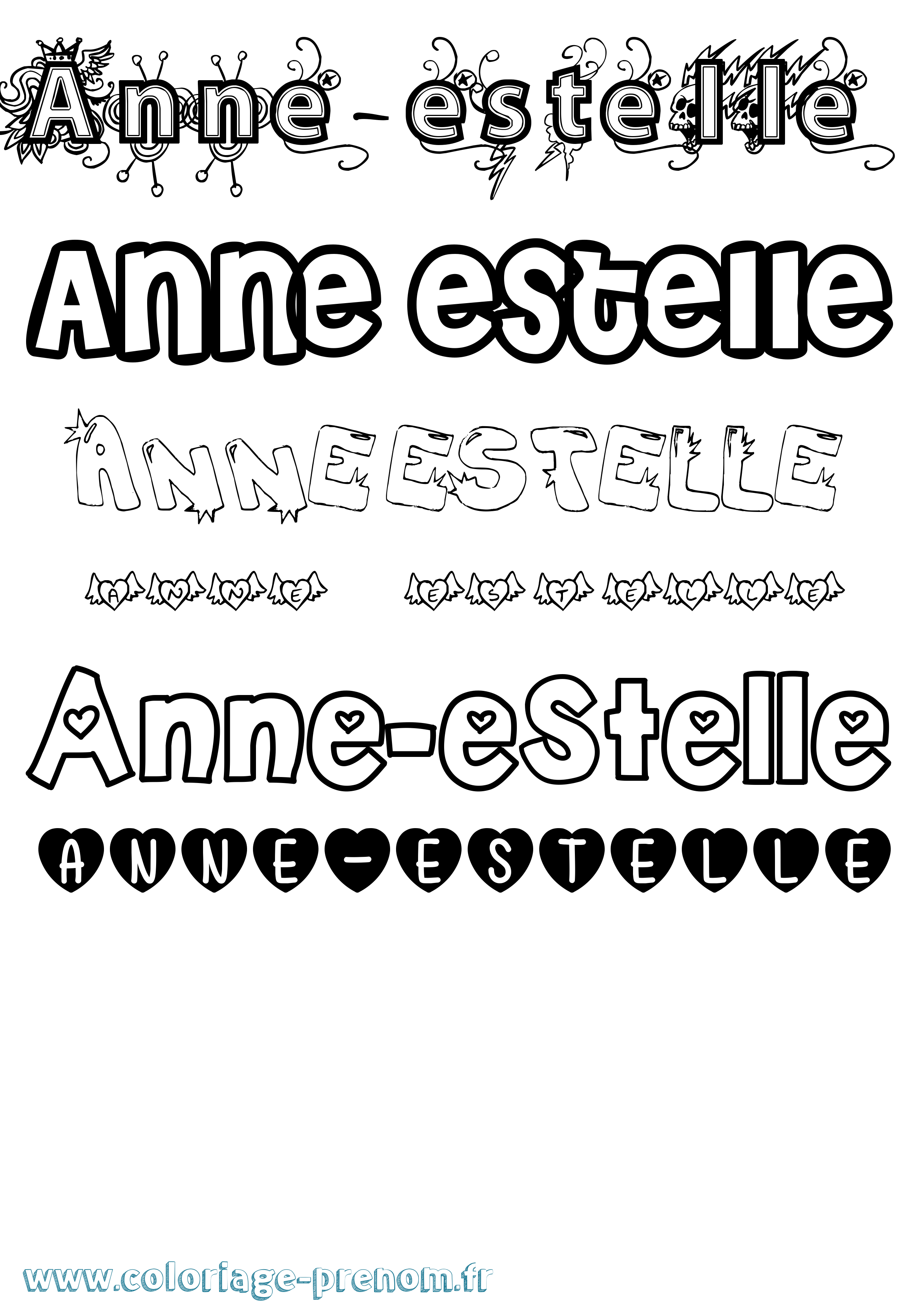 Coloriage Anne-Estelle Girly Coloriage prénom Anne-Estelle Girly