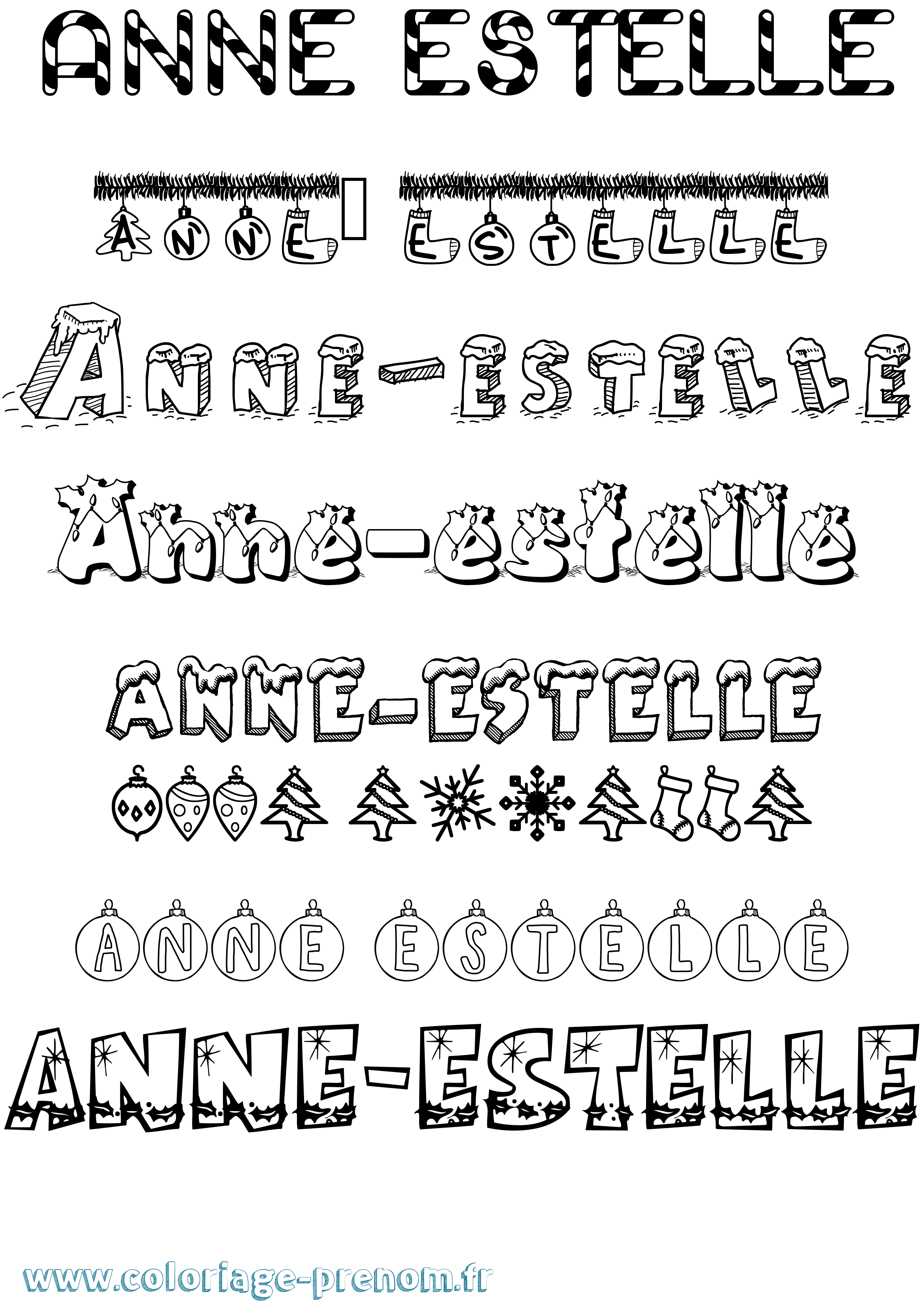 Coloriage Anne-Estelle Noël Coloriage prénom Anne-Estelle Noël