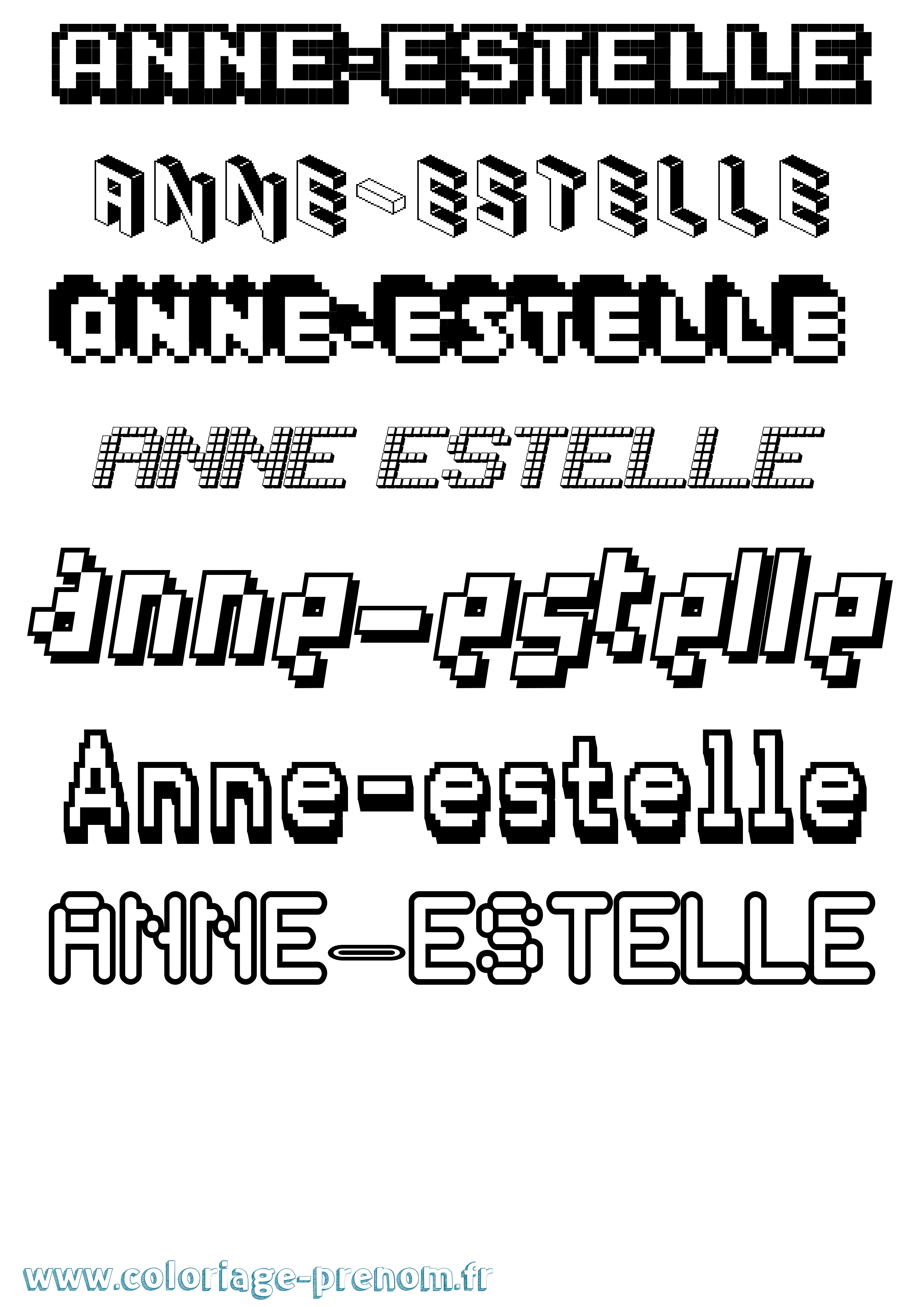 Coloriage Anne-Estelle Pixel Coloriage prénom Anne-Estelle Pixel