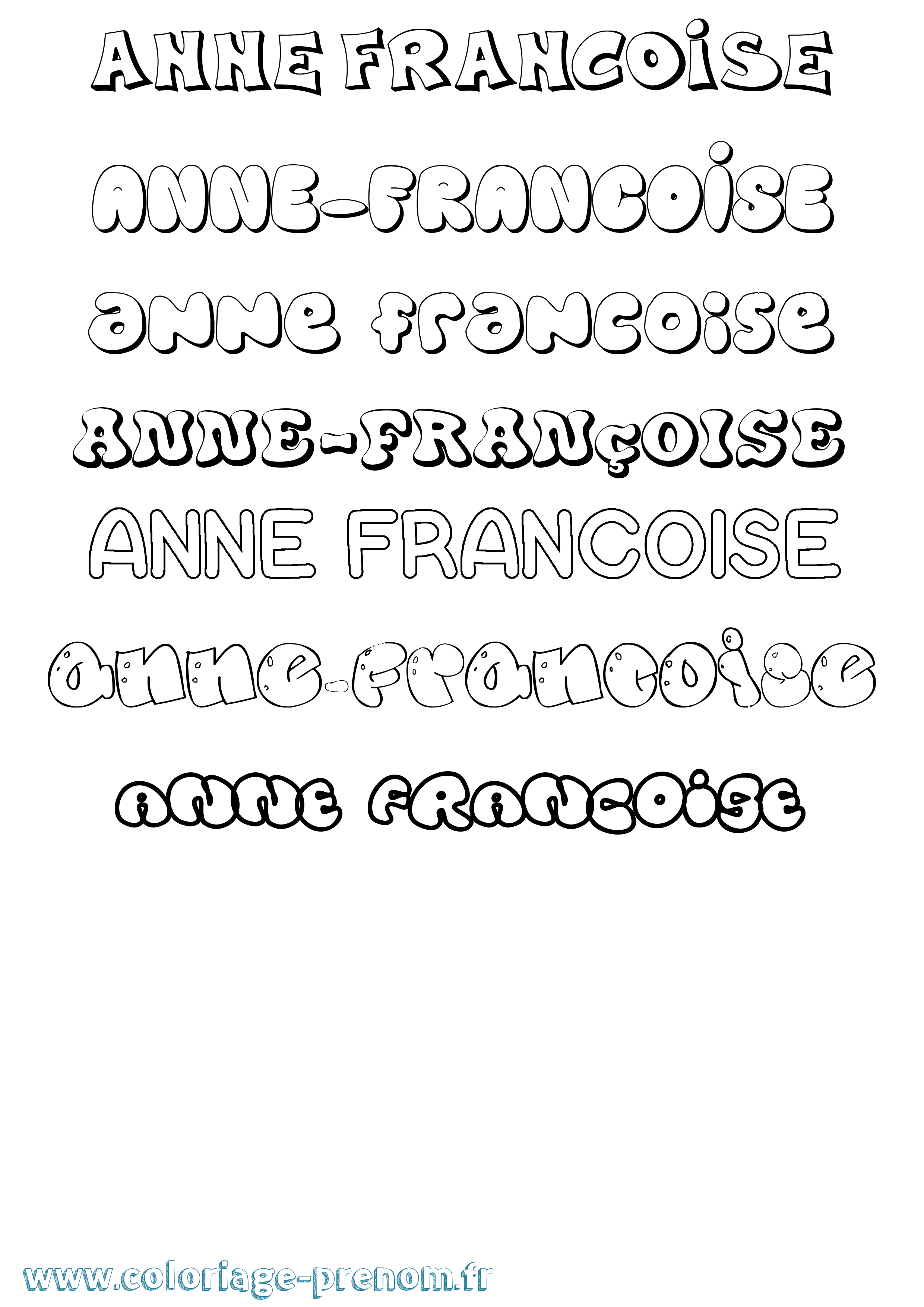 Coloriage Anne-Françoise Bubble Coloriage prénom Anne-Françoise Bubble