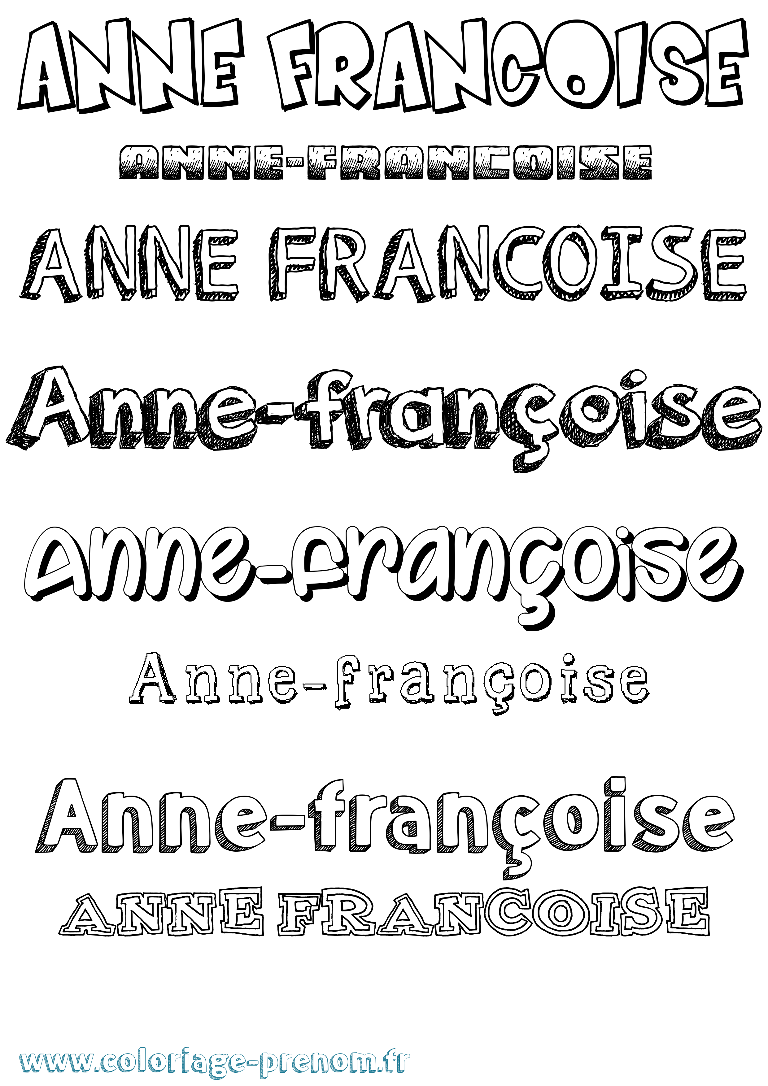 Coloriage Anne-Françoise Dessiné Coloriage prénom Anne-Françoise Dessiné