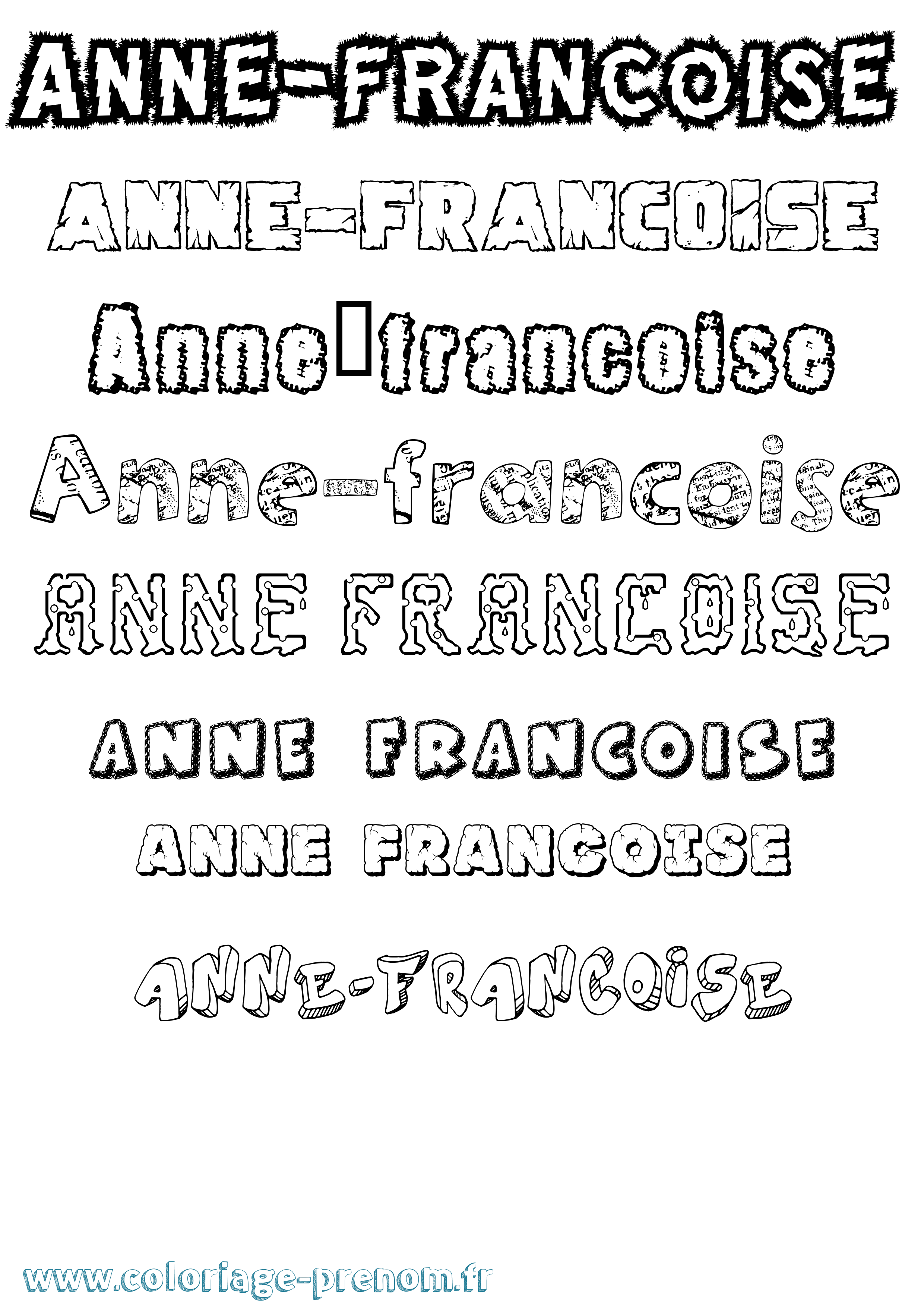 Coloriage Anne-Françoise Destructuré Coloriage prénom Anne-Françoise Destructuré
