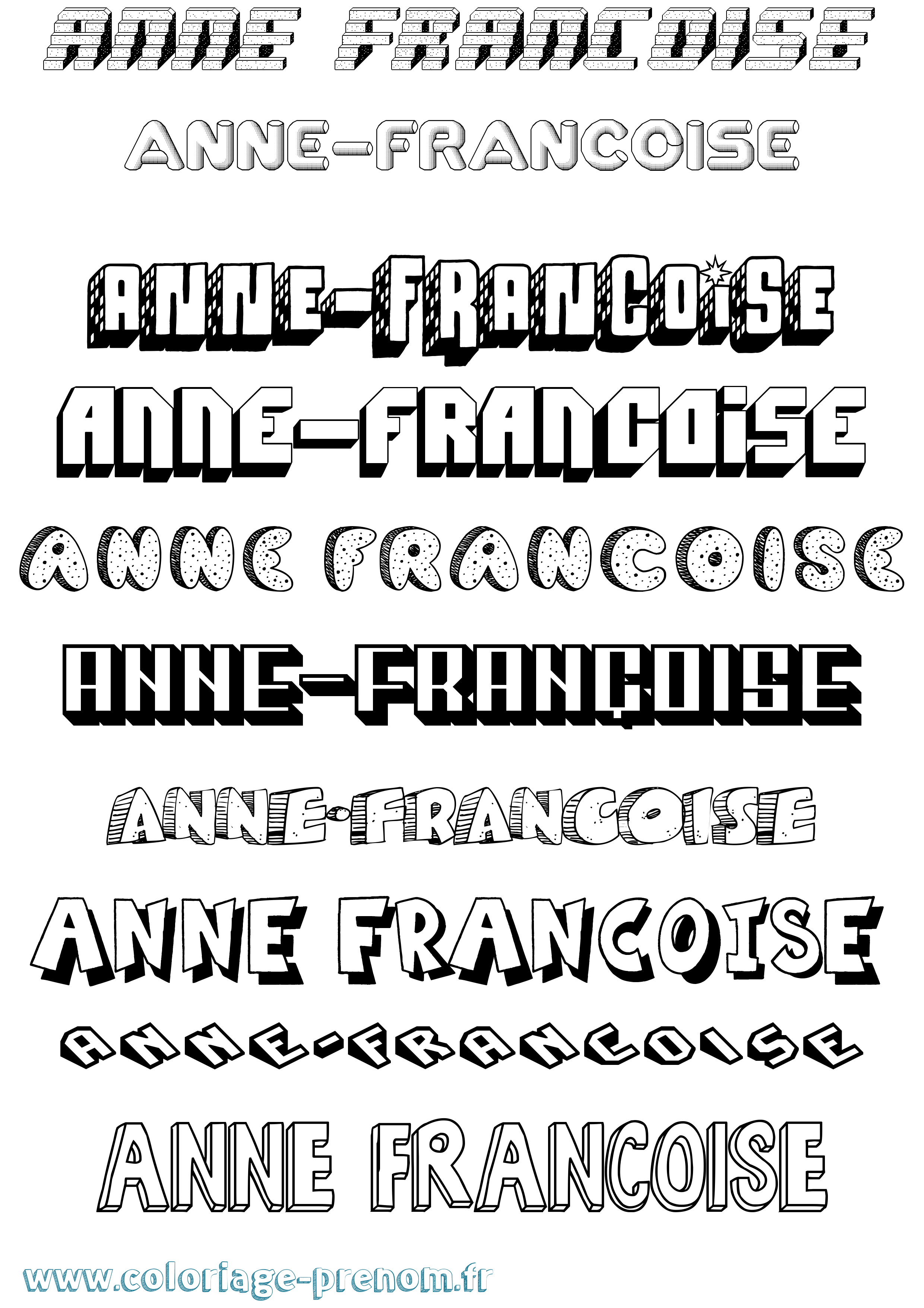 Coloriage Anne-Françoise Effet 3D Coloriage prénom Anne-Françoise Effet 3D