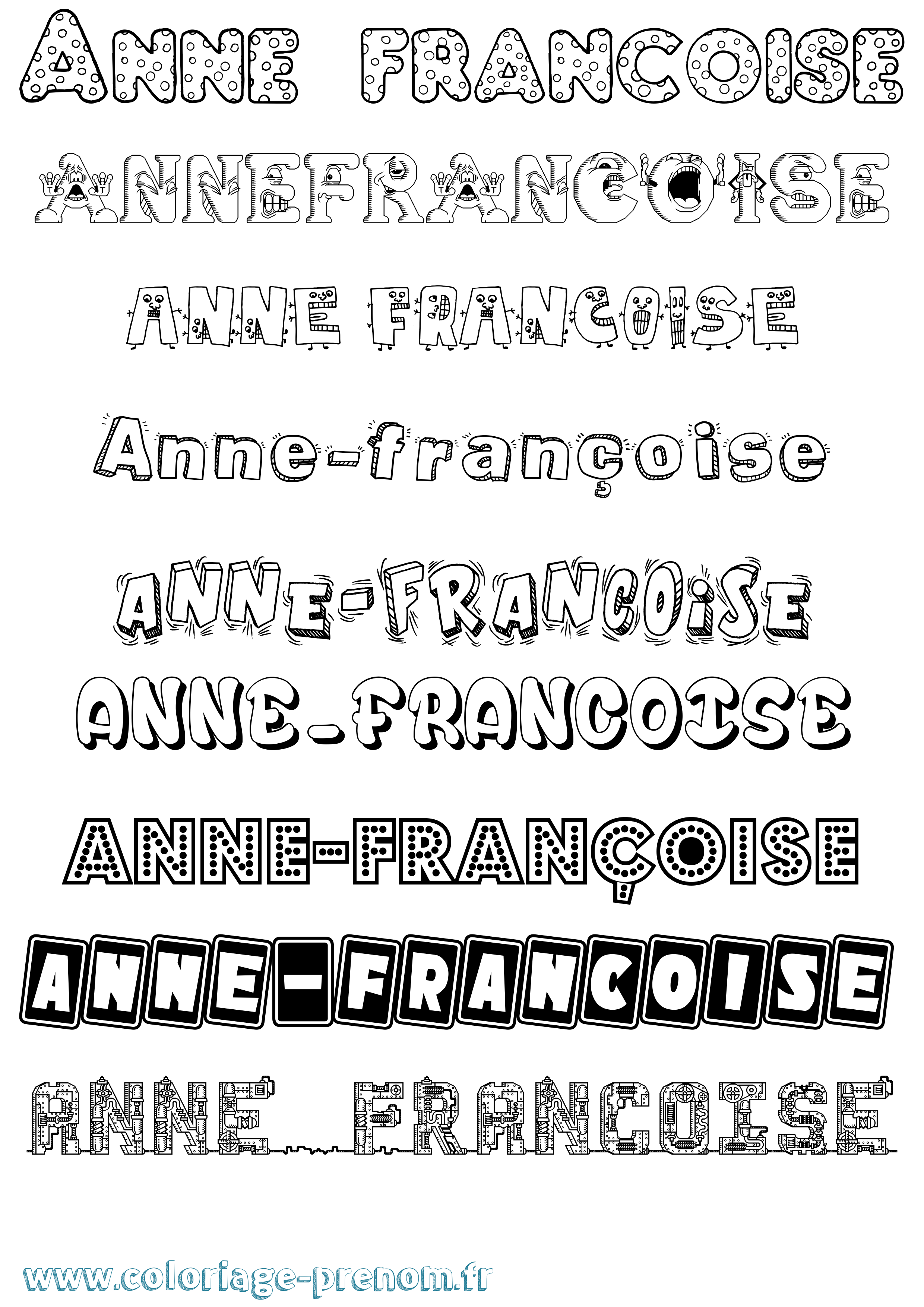 Coloriage Anne-Françoise Fun Coloriage prénom Anne-Françoise Fun