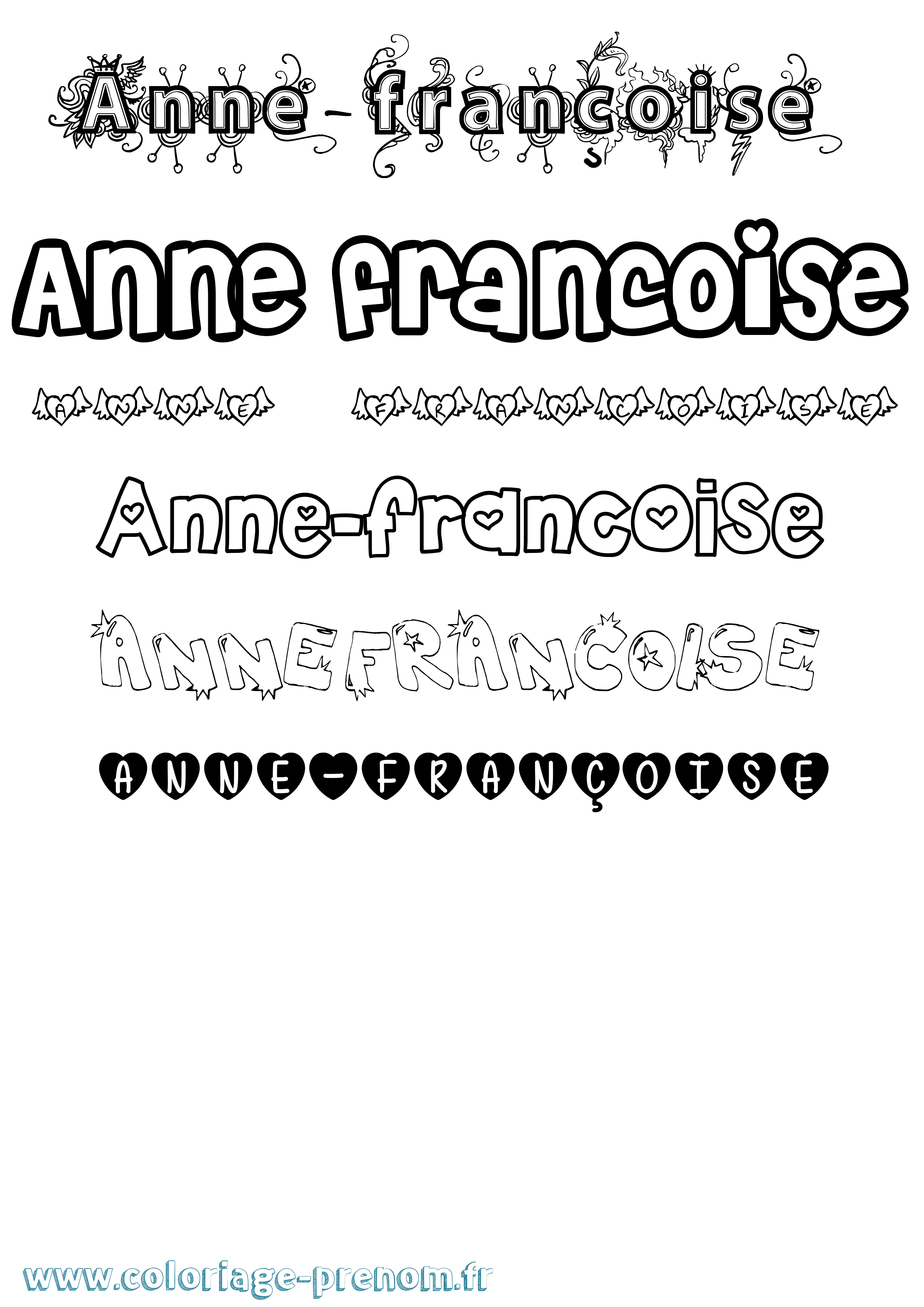 Coloriage Anne-Françoise Girly Coloriage prénom Anne-Françoise Girly