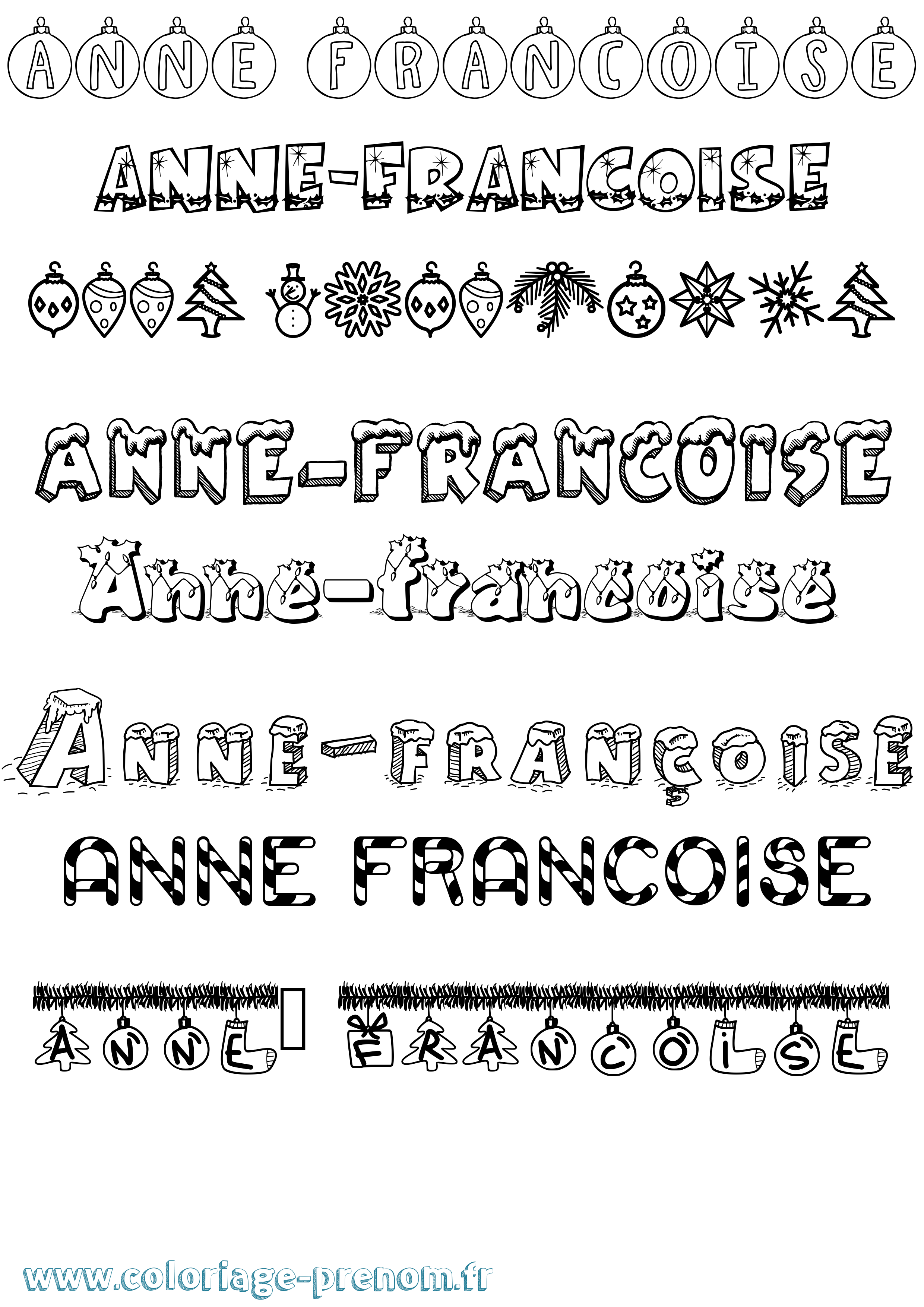 Coloriage Anne-Françoise Noël Coloriage prénom Anne-Françoise Noël