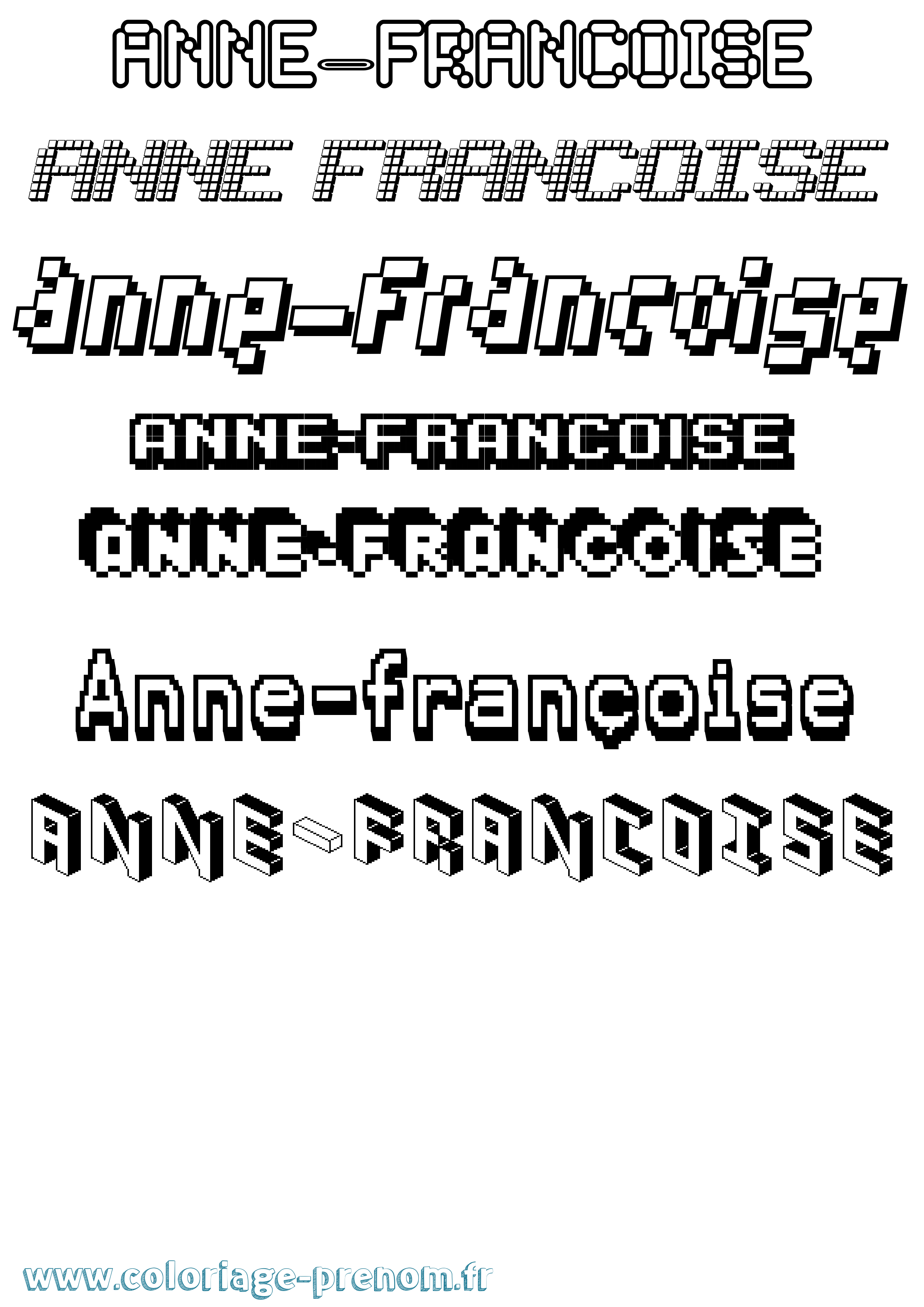 Coloriage Anne-Françoise Pixel Coloriage prénom Anne-Françoise Pixel