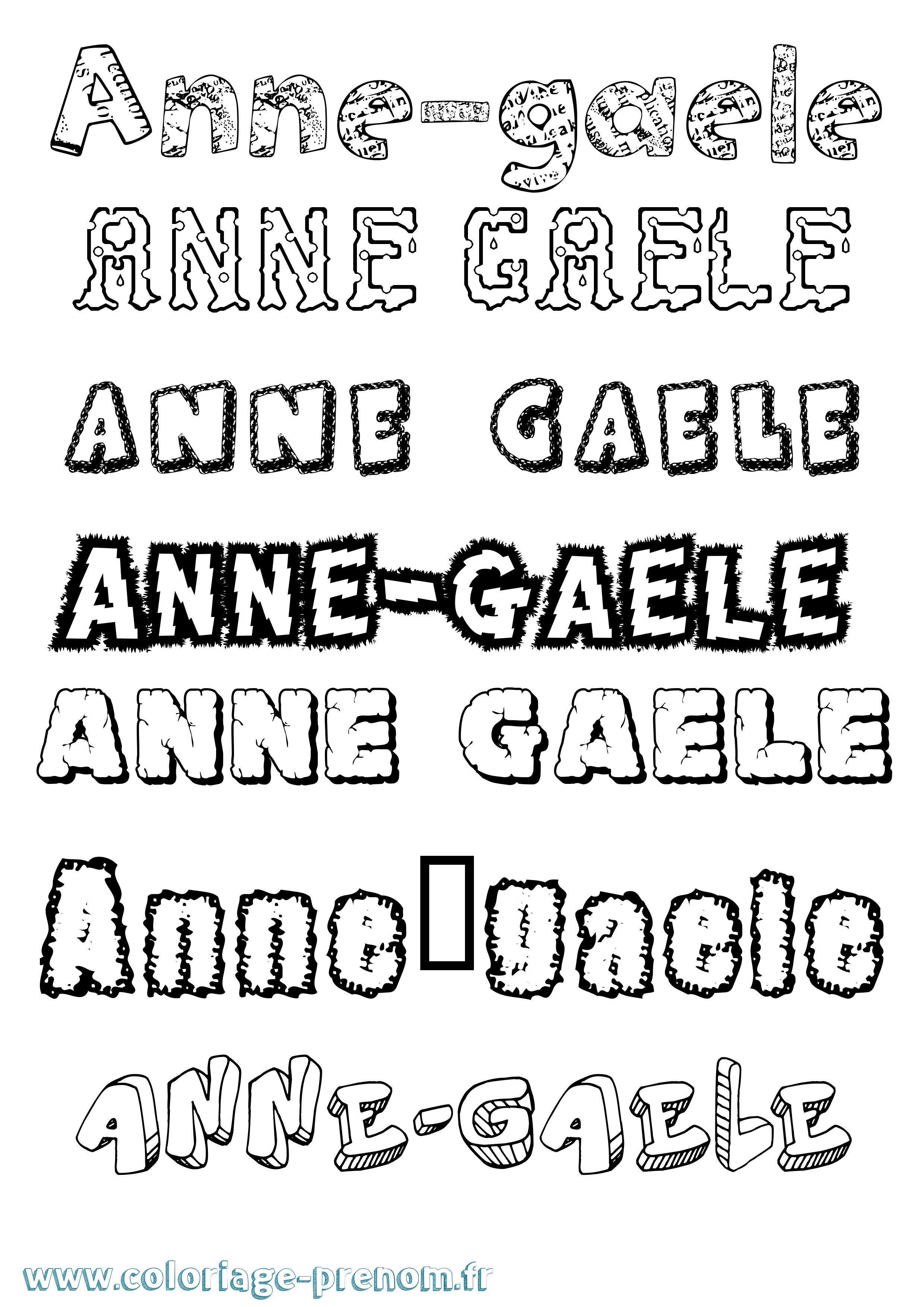 Coloriage Anne-Gaele Destructuré Coloriage prénom Anne-Gaele Destructuré