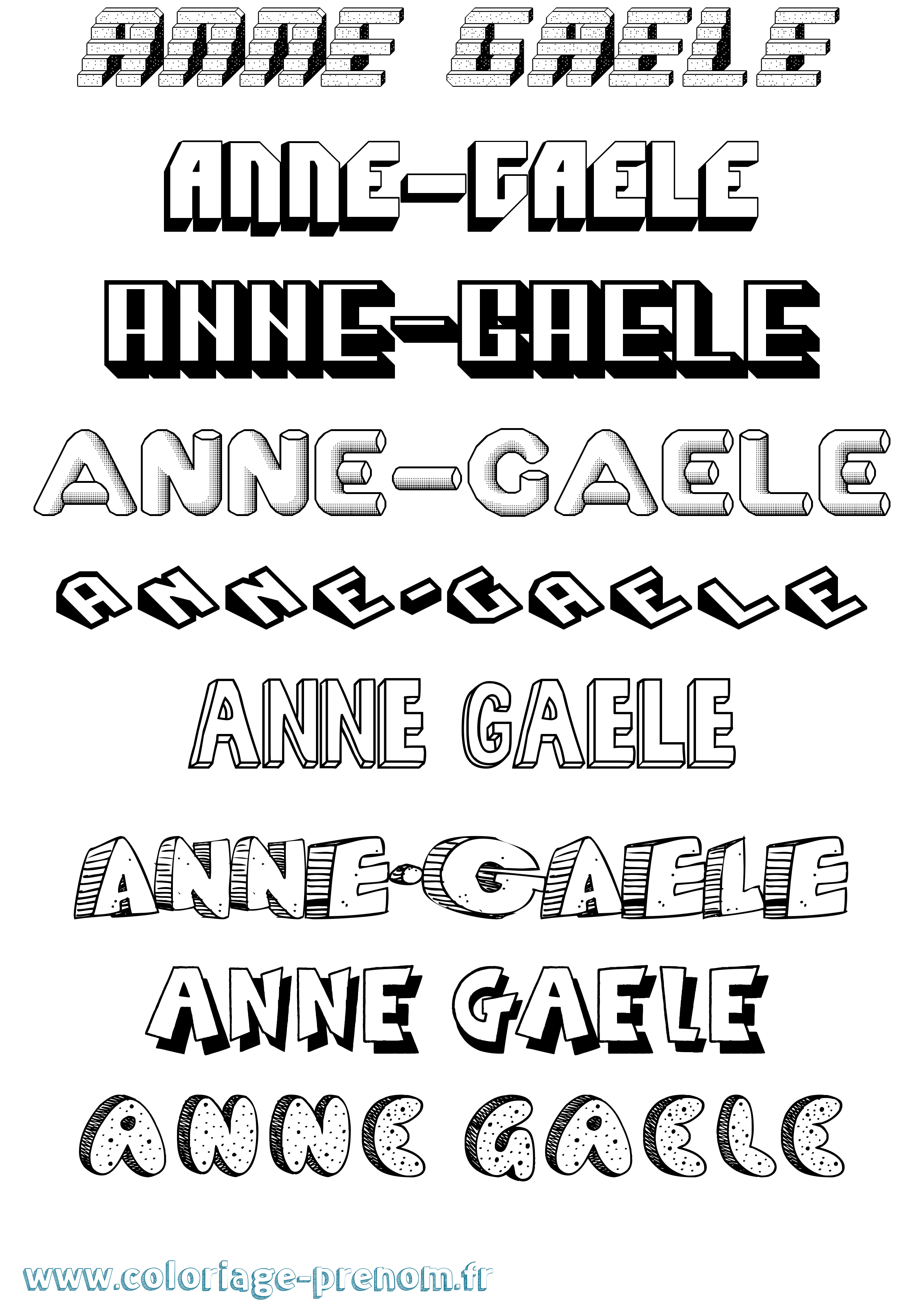 Coloriage Anne-Gaele Effet 3D Coloriage prénom Anne-Gaele Effet 3D