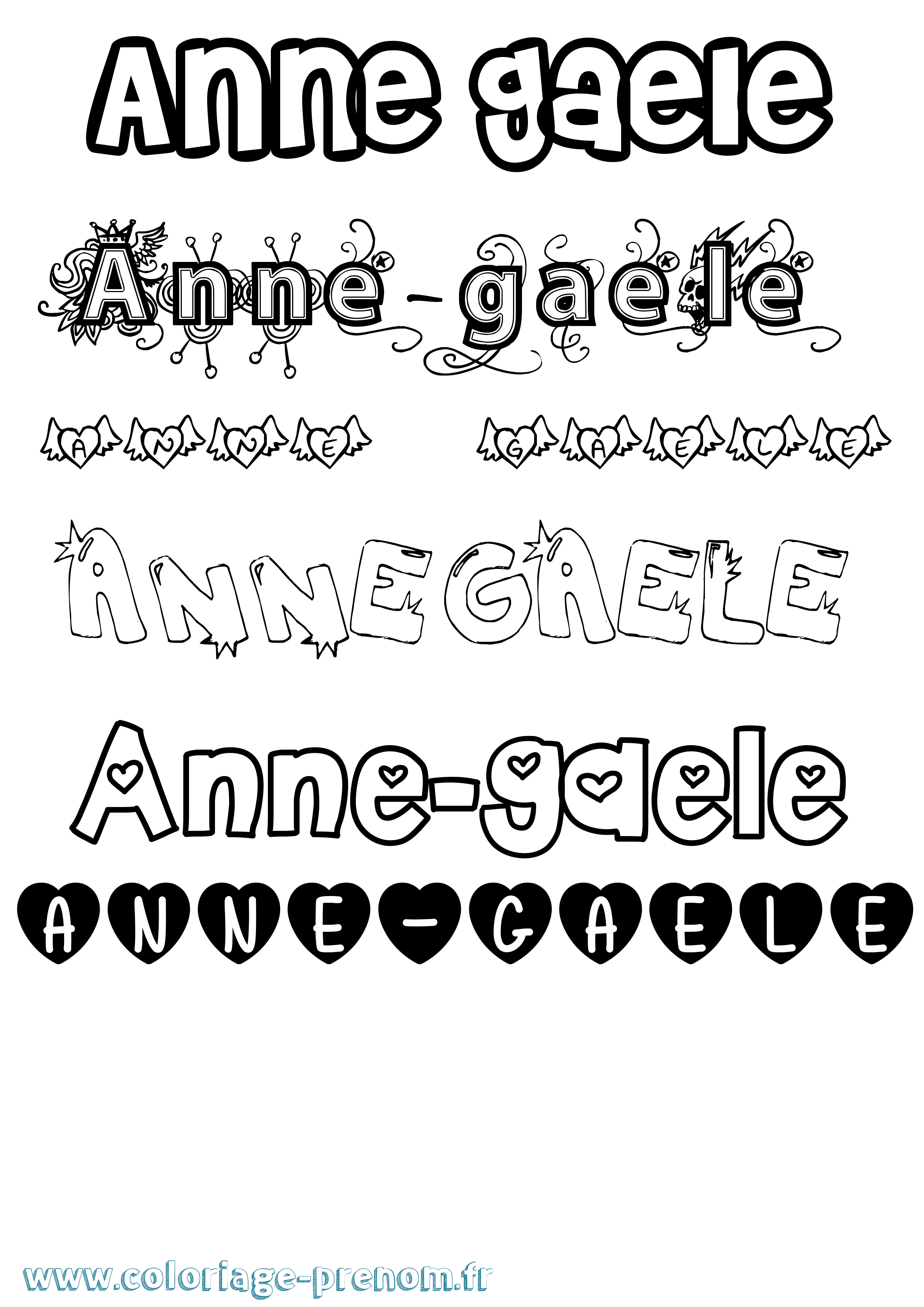 Coloriage Anne-Gaele Girly Coloriage prénom Anne-Gaele Girly