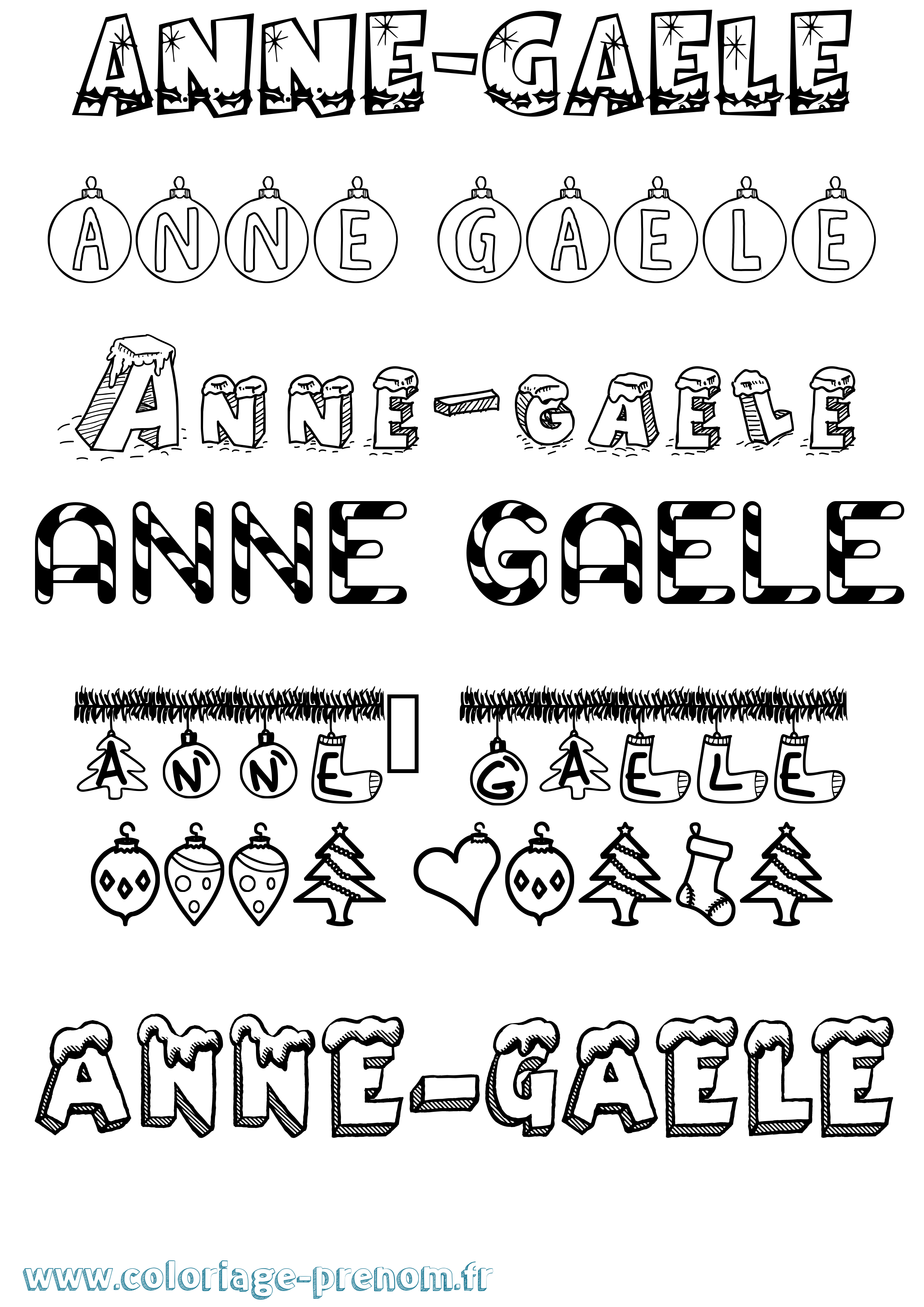 Coloriage Anne-Gaele Noël Coloriage prénom Anne-Gaele Noël