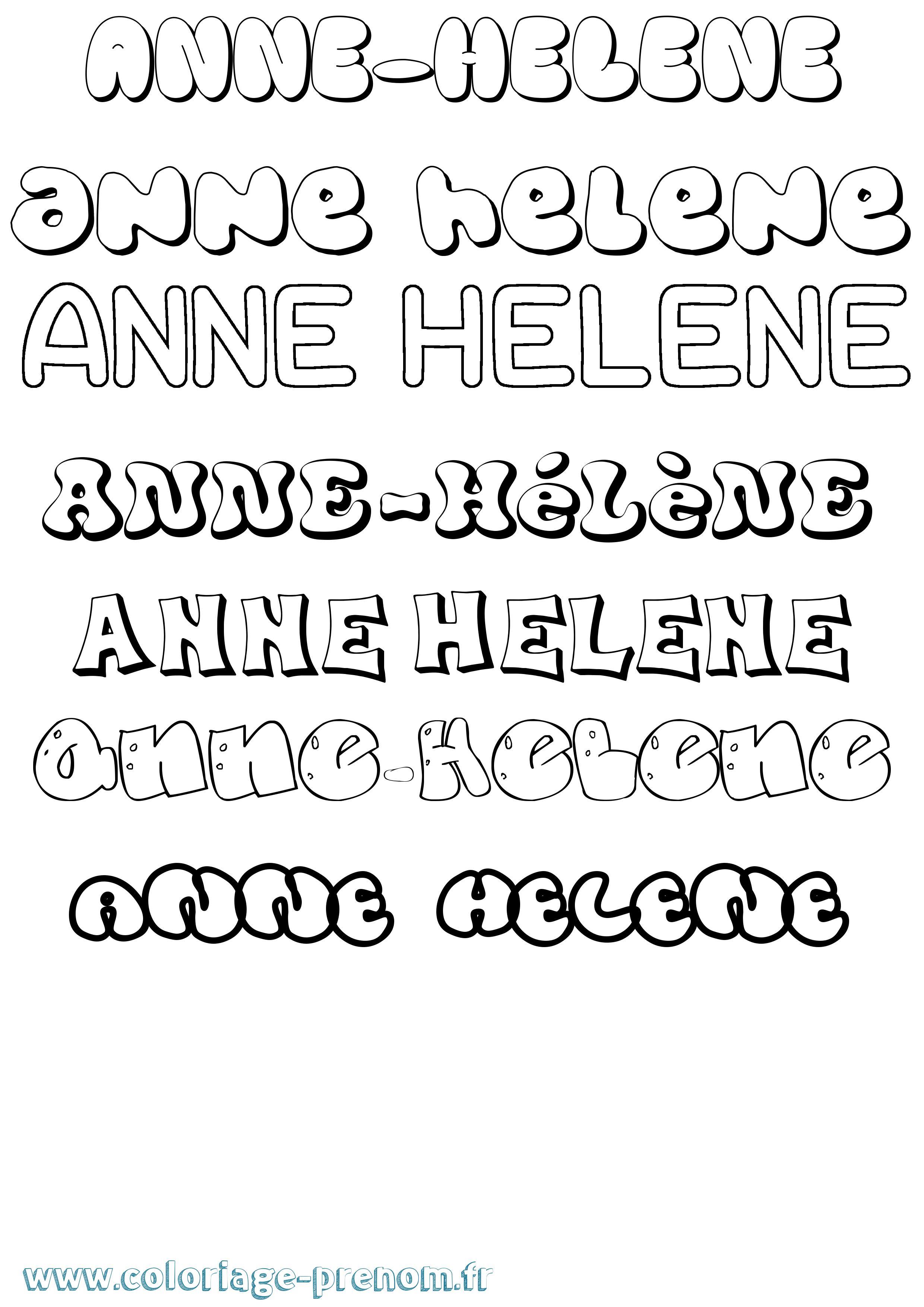 Coloriage Anne-Hélène Bubble Coloriage prénom Anne-Hélène Bubble