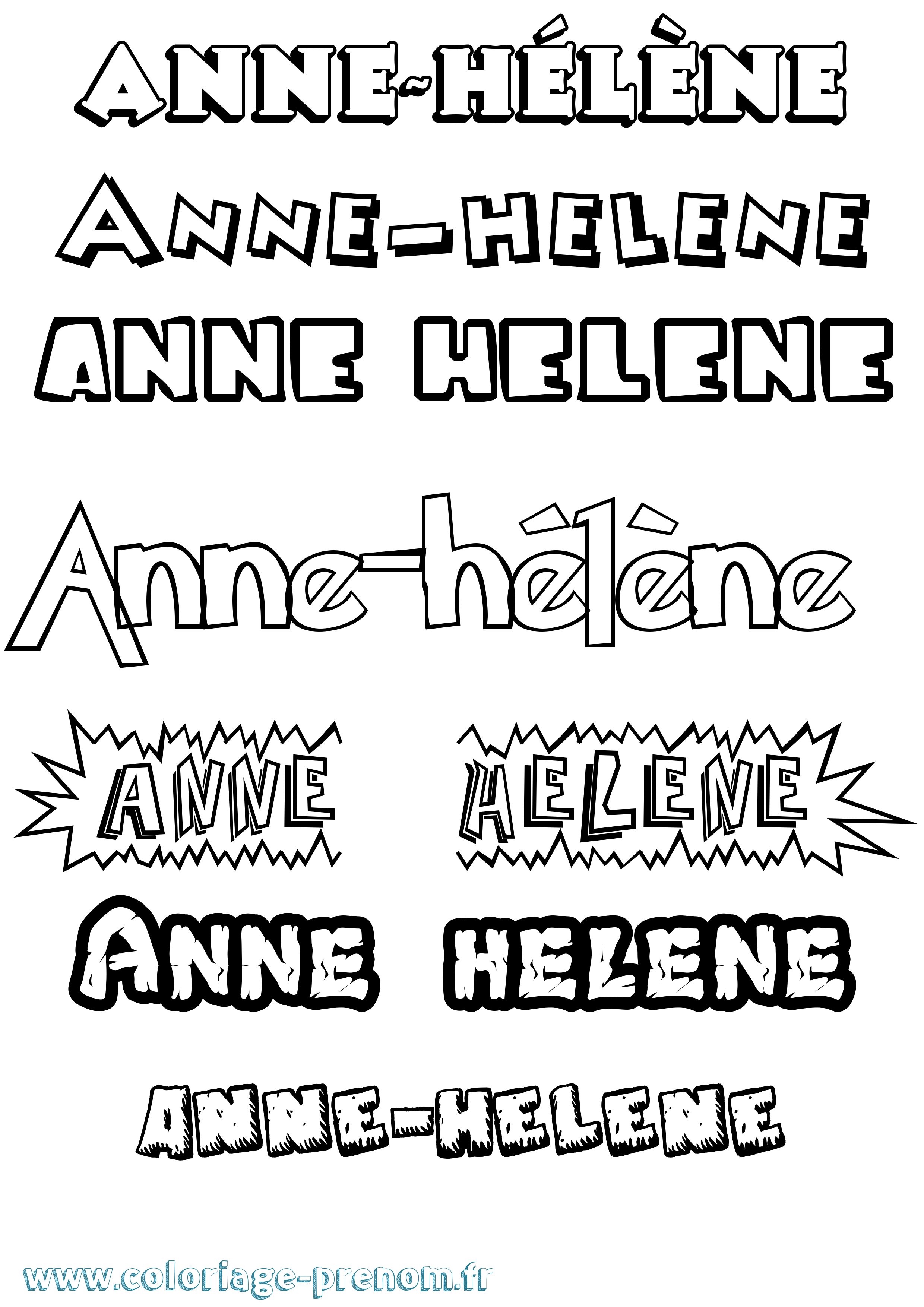 Coloriage Anne-Hélène Dessin Animé Coloriage prénom Anne-Hélène Dessin Animé