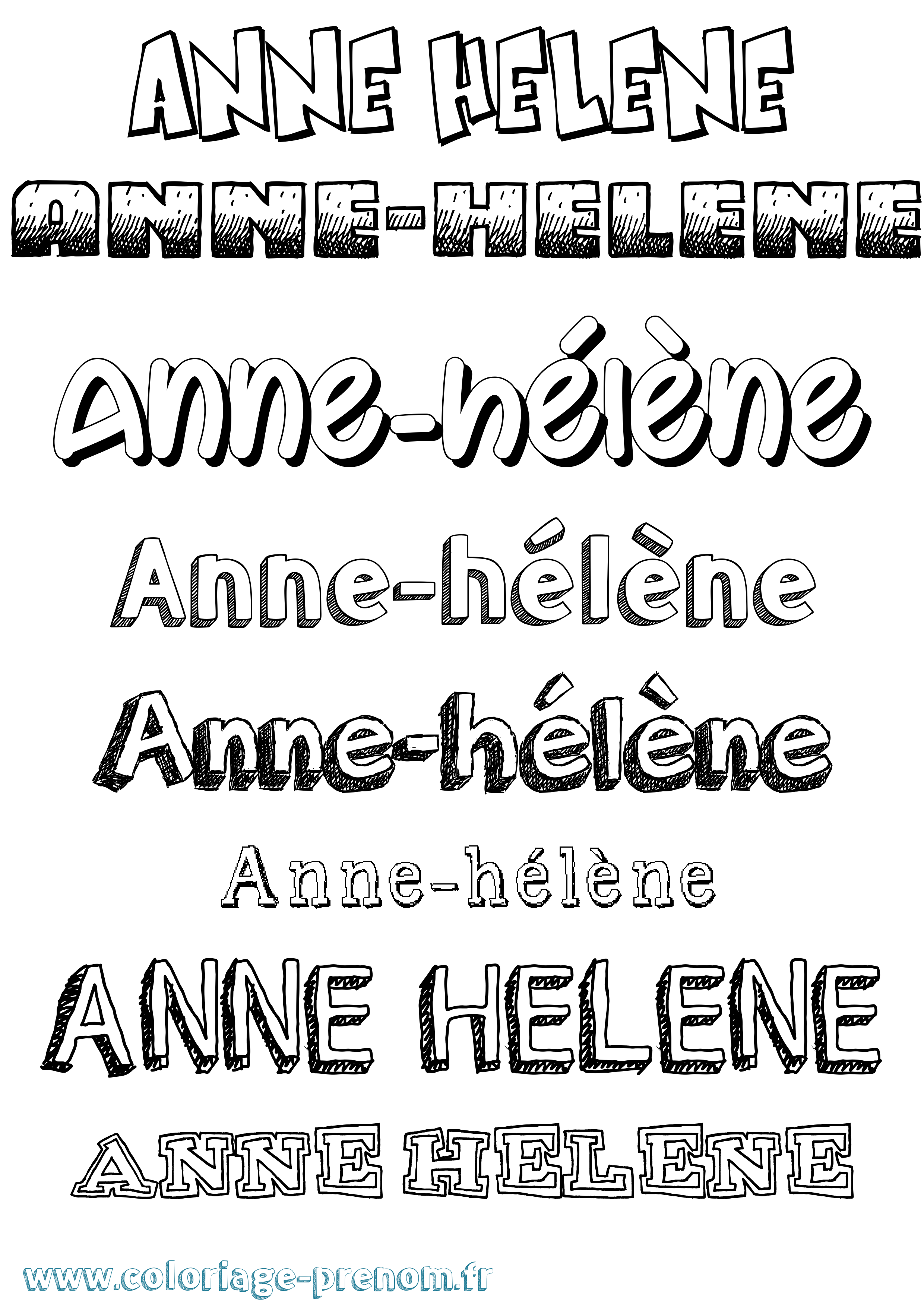 Coloriage Anne-Hélène Dessiné Coloriage prénom Anne-Hélène Dessiné