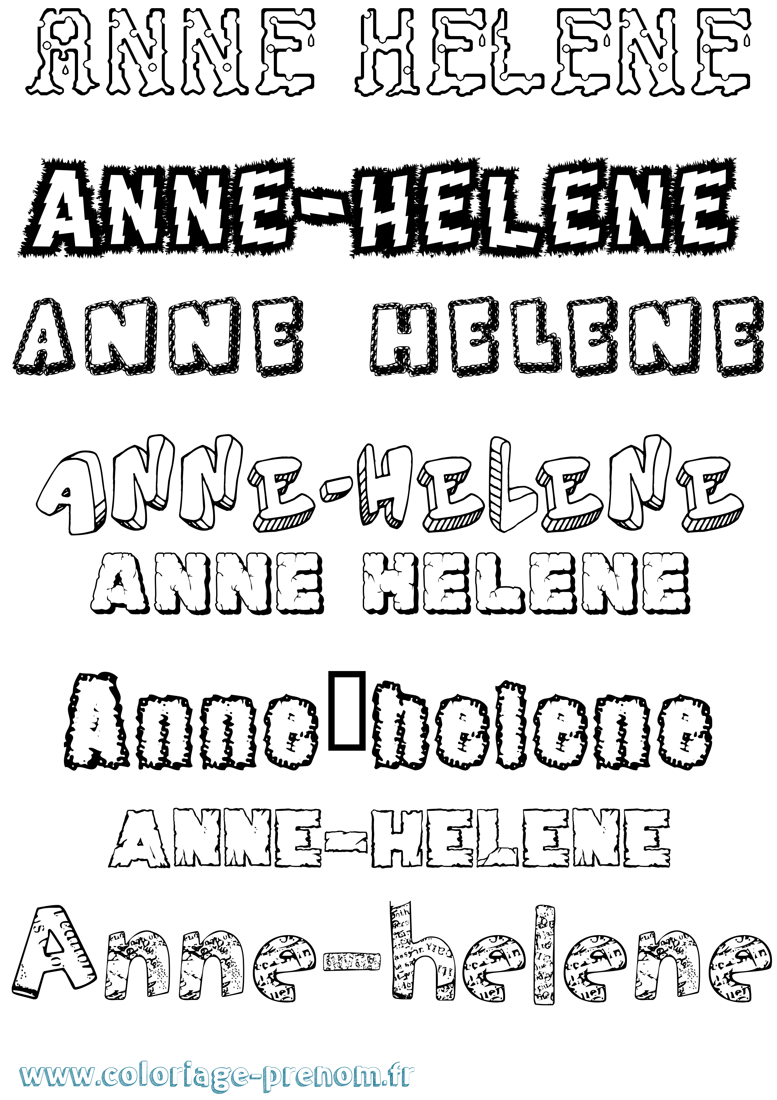 Coloriage Anne-Hélène Destructuré Coloriage prénom Anne-Hélène Destructuré
