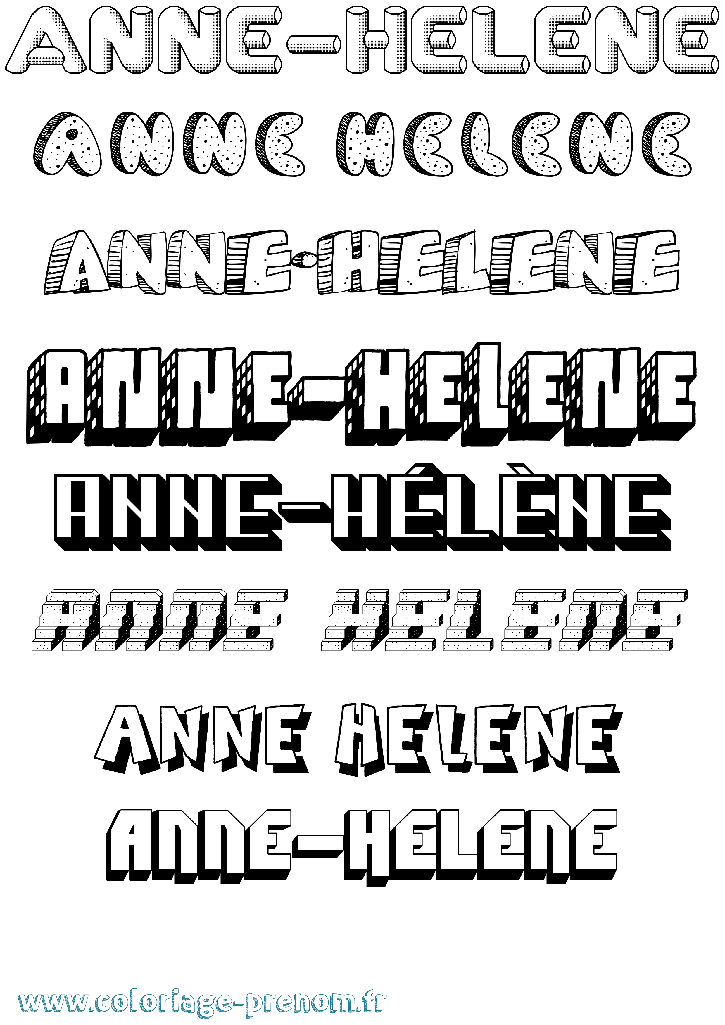 Coloriage Anne-Hélène Effet 3D Coloriage prénom Anne-Hélène Effet 3D