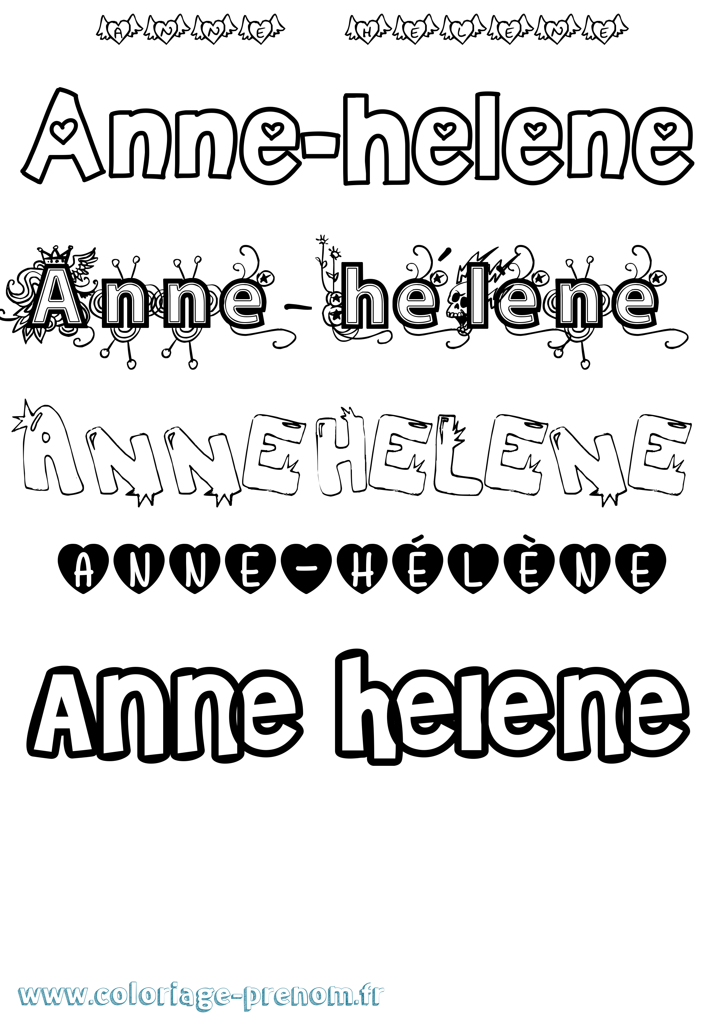 Coloriage Anne-Hélène Girly Coloriage prénom Anne-Hélène Girly