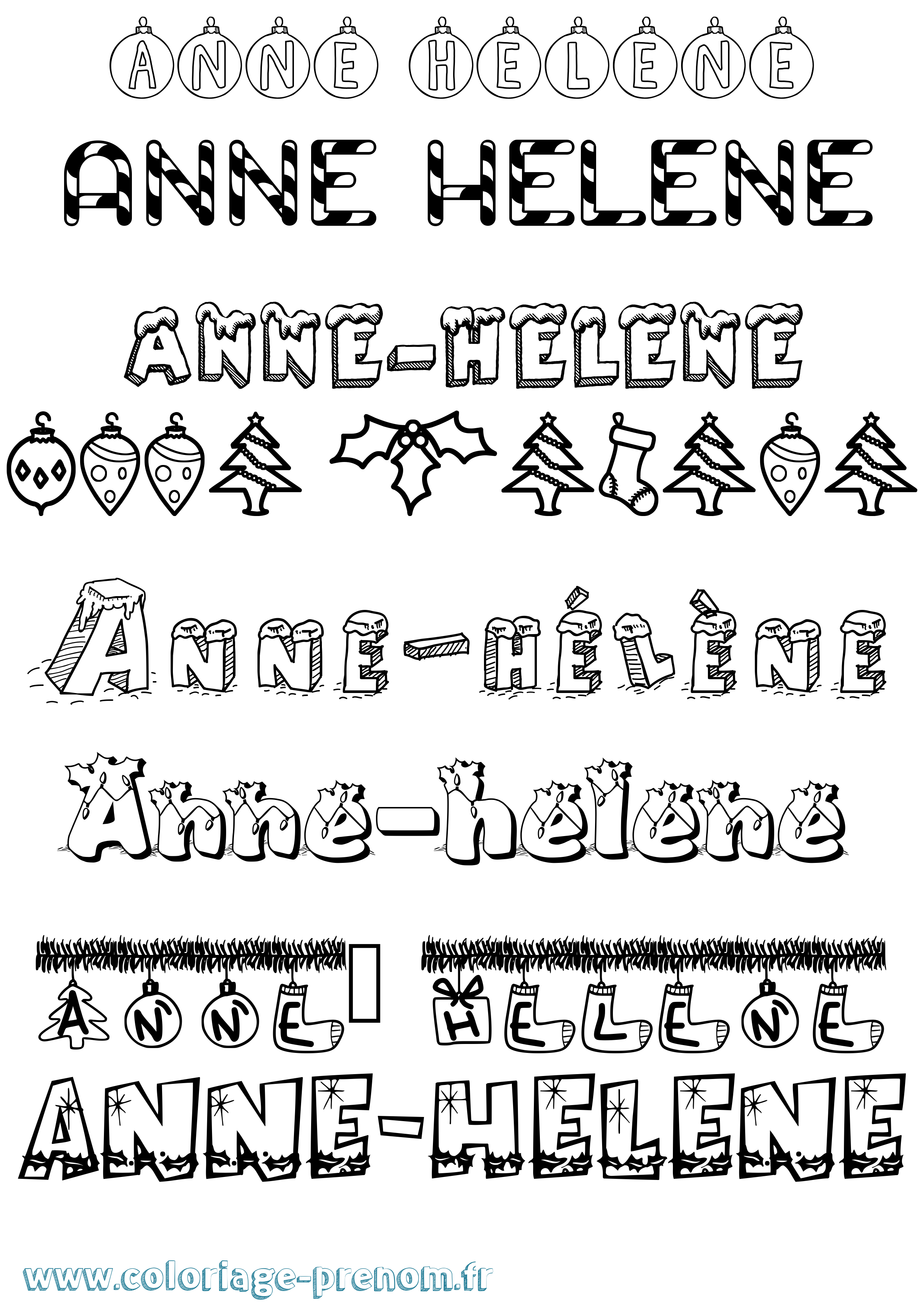 Coloriage Anne-Hélène Noël Coloriage prénom Anne-Hélène Noël