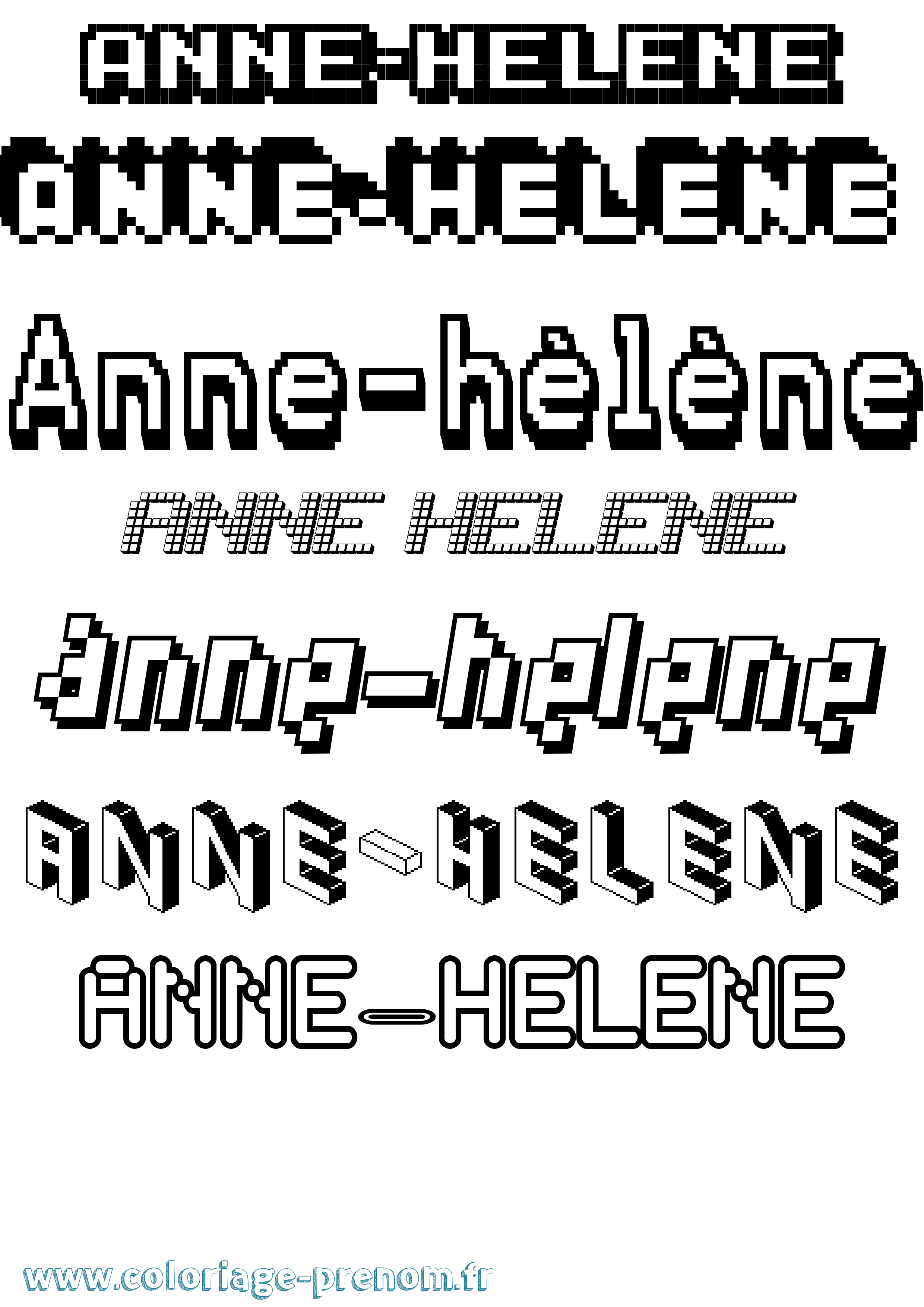 Coloriage Anne-Hélène Pixel Coloriage prénom Anne-Hélène Pixel