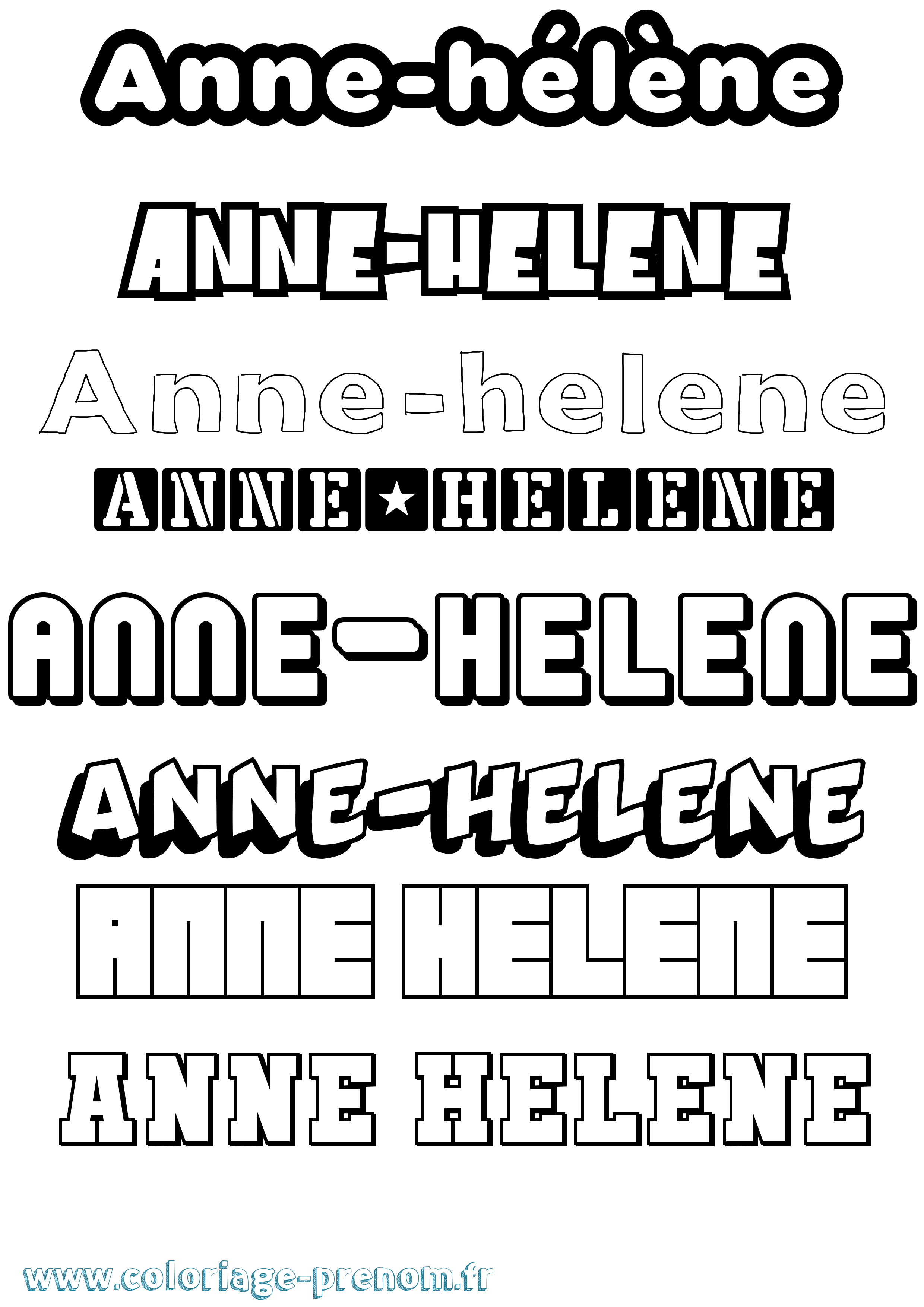 Coloriage Anne-Hélène Simple Coloriage prénom Anne-Hélène Simple