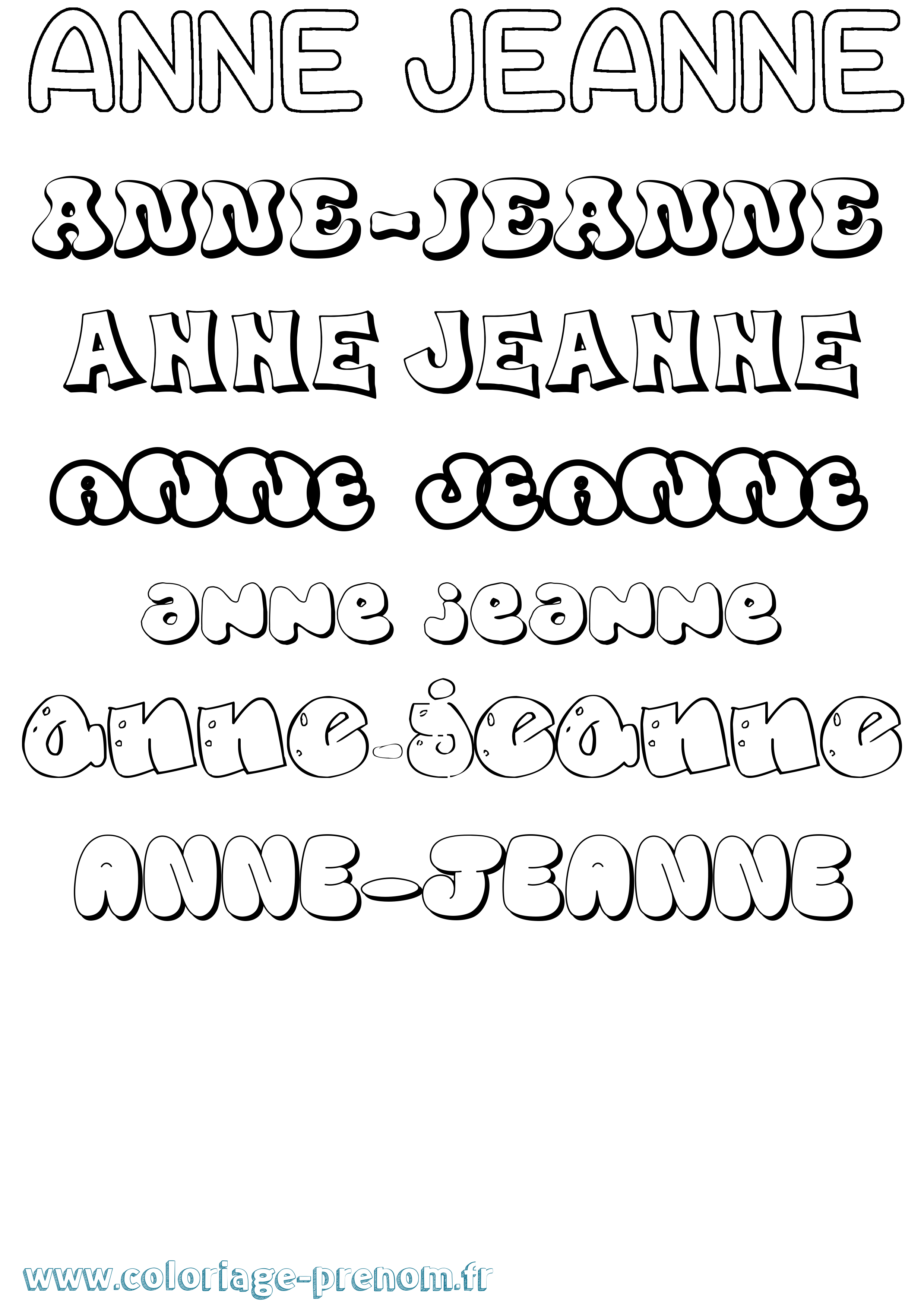 Coloriage Anne-Jeanne Bubble Coloriage prénom Anne-Jeanne Bubble