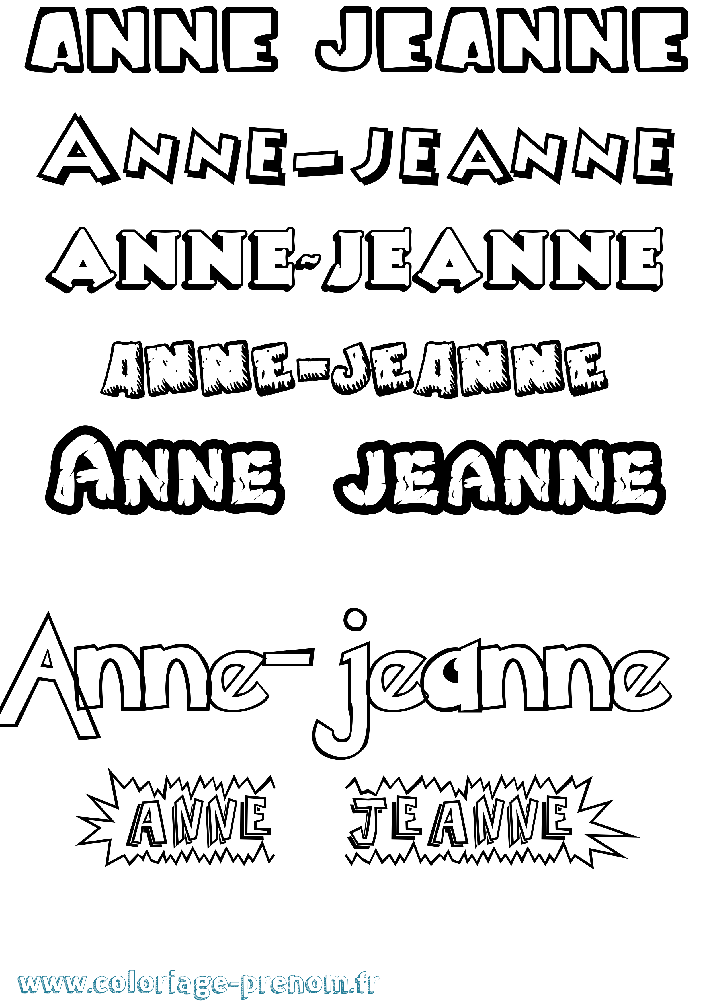 Coloriage Anne-Jeanne Dessin Animé Coloriage prénom Anne-Jeanne Dessin Animé