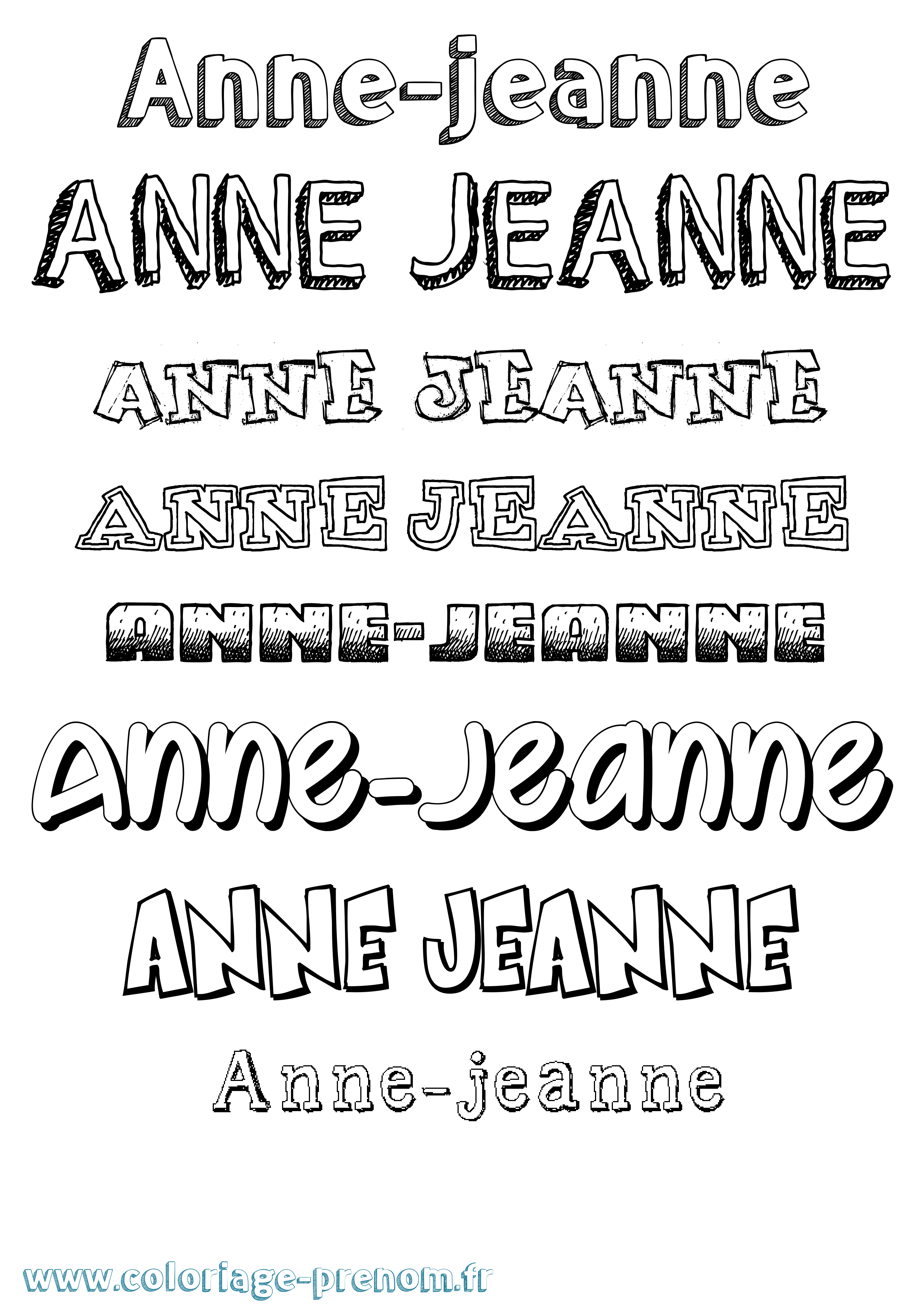 Coloriage Anne-Jeanne Dessiné Coloriage prénom Anne-Jeanne Dessiné