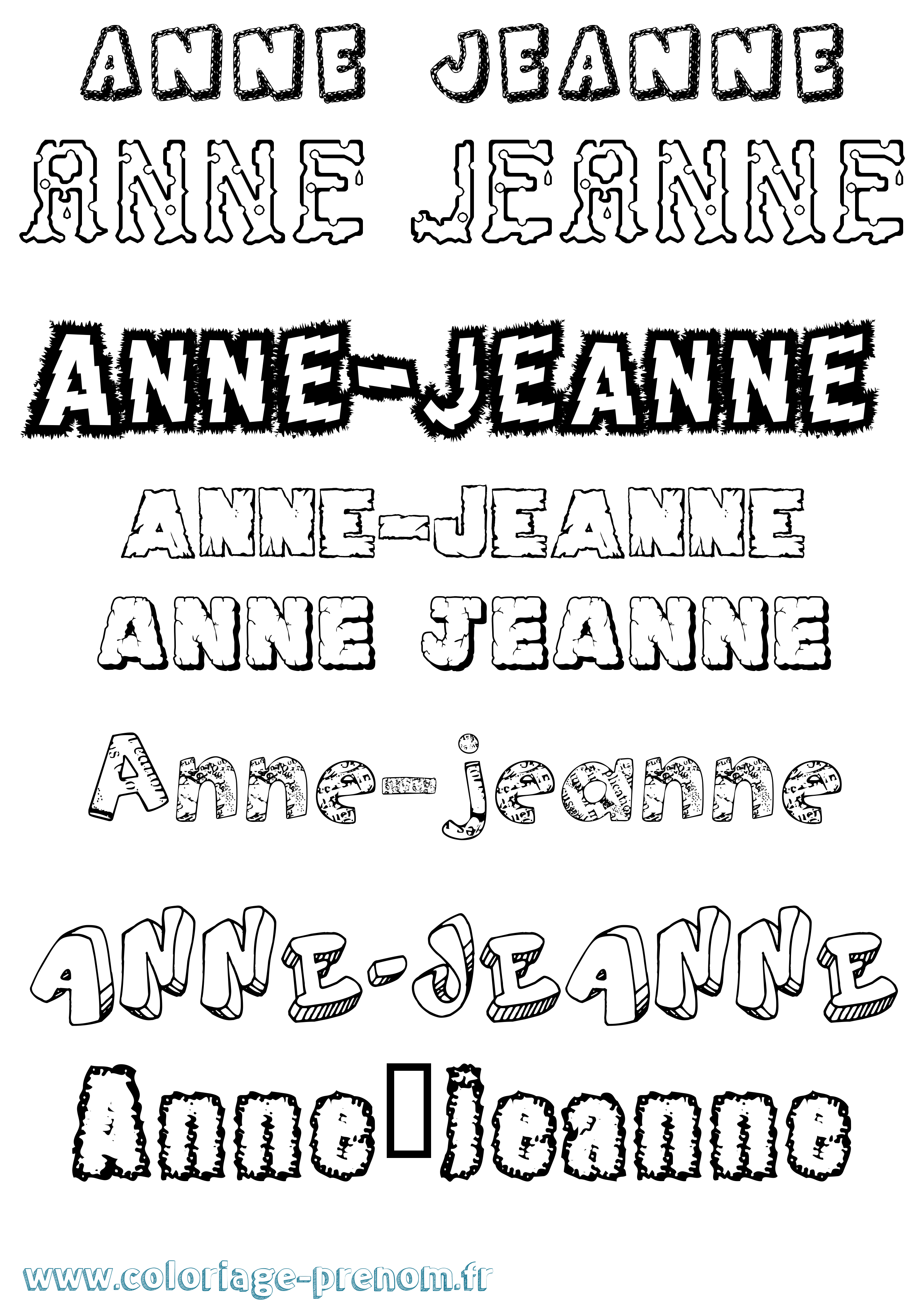 Coloriage Anne-Jeanne Destructuré Coloriage prénom Anne-Jeanne Destructuré