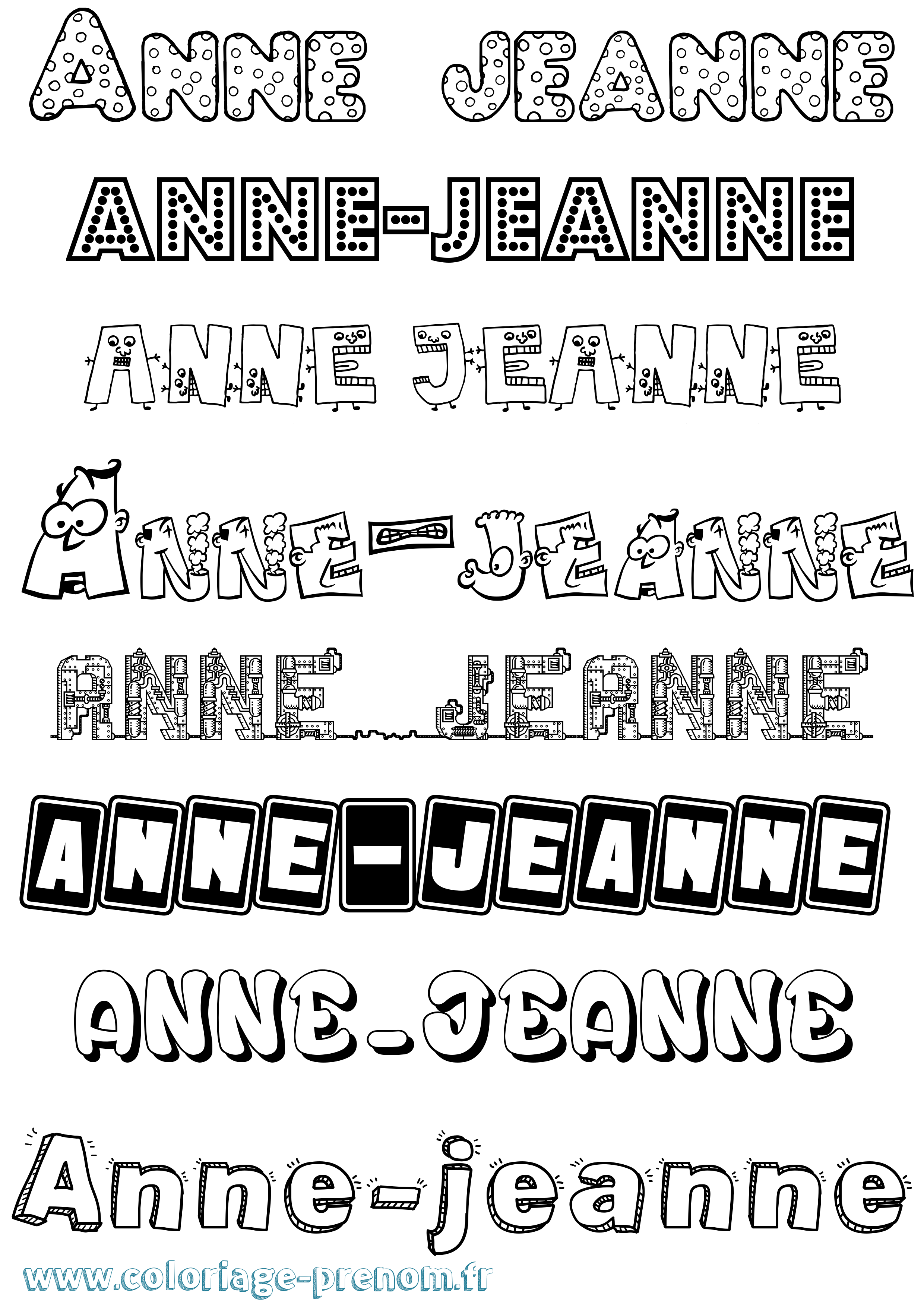 Coloriage Anne-Jeanne Fun Coloriage prénom Anne-Jeanne Fun
