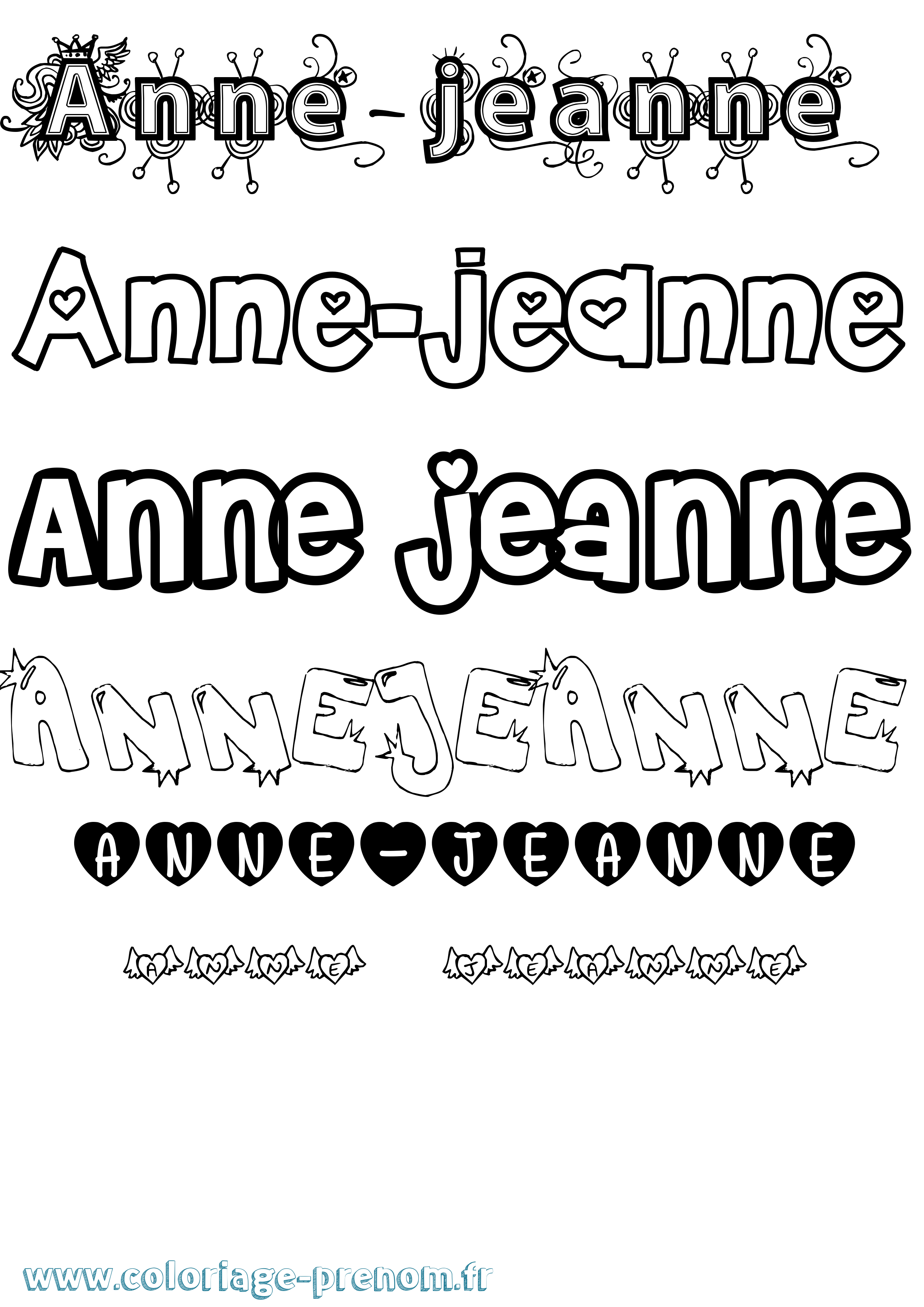 Coloriage Anne-Jeanne Girly Coloriage prénom Anne-Jeanne Girly