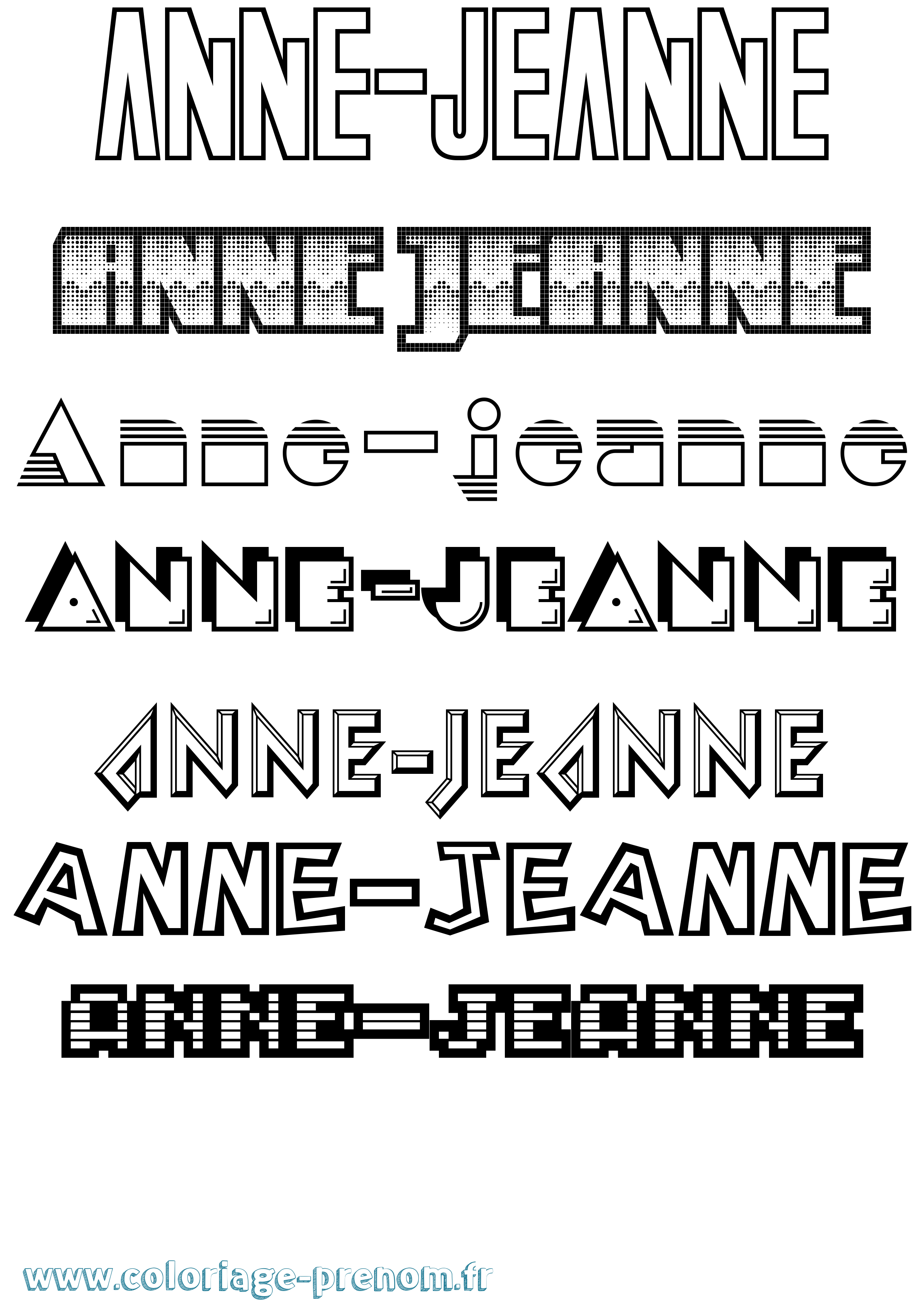 Coloriage Anne-Jeanne Jeux Vidéos Coloriage prénom Anne-Jeanne Jeux Vidéos