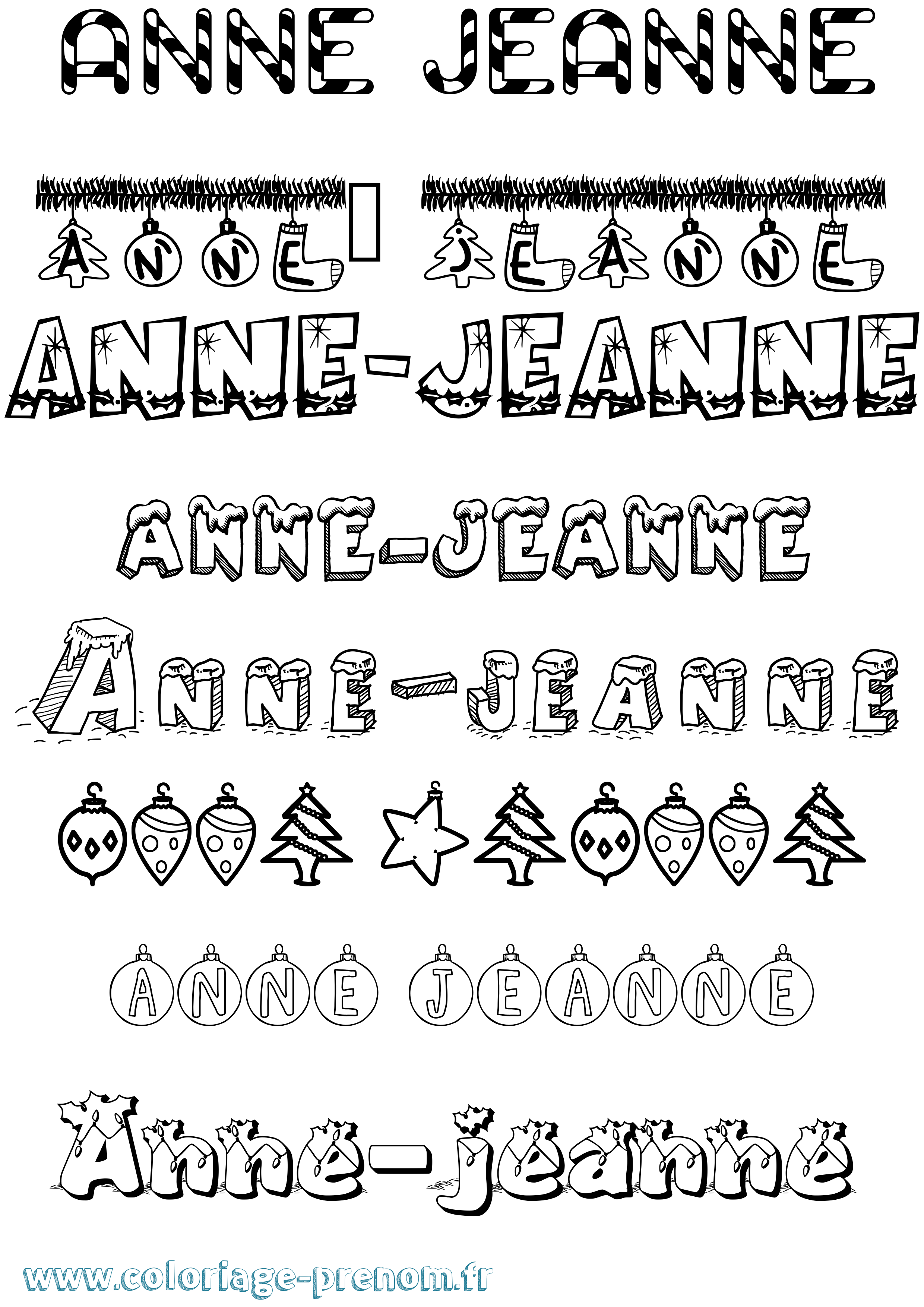 Coloriage Anne-Jeanne Noël Coloriage prénom Anne-Jeanne Noël