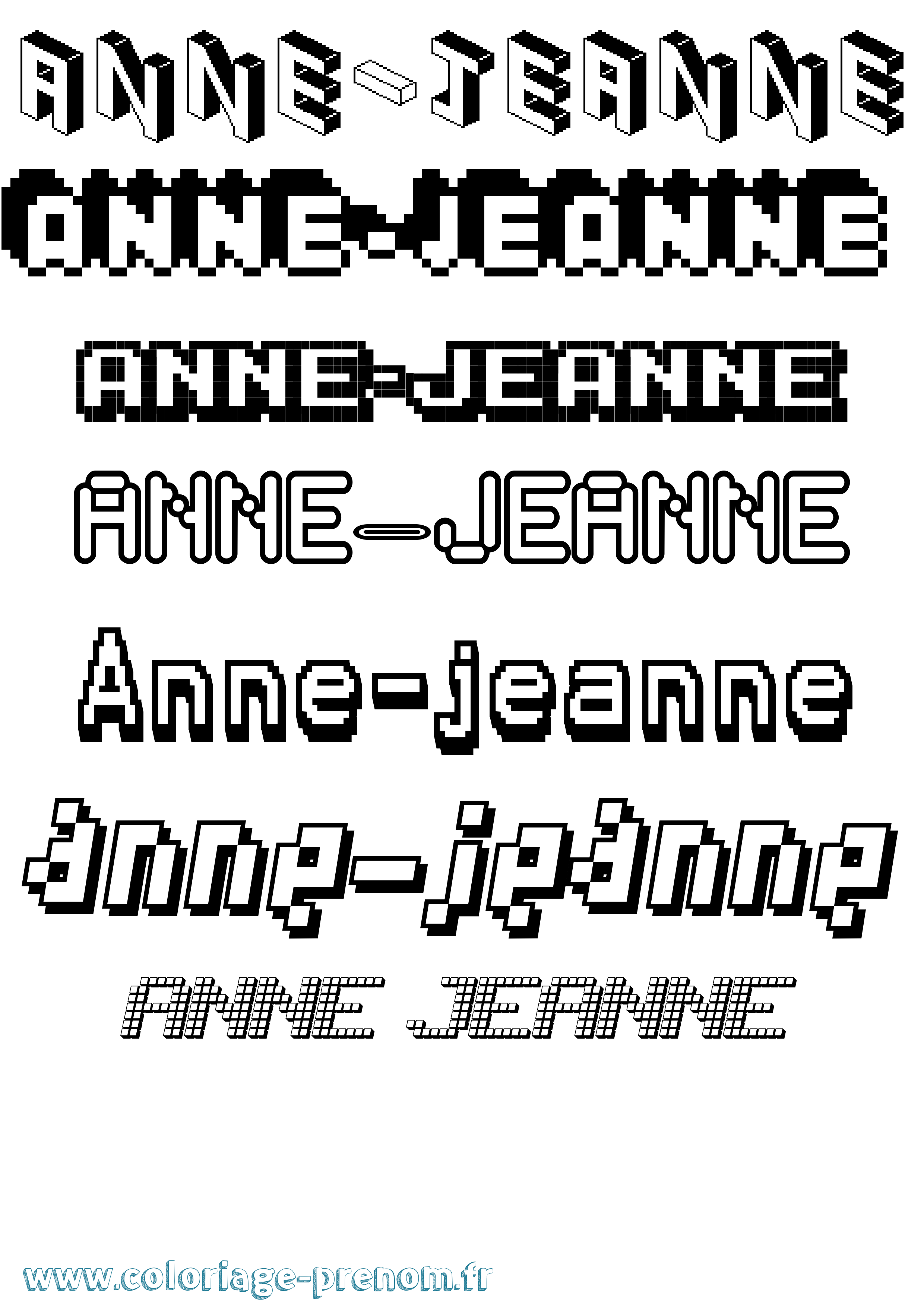 Coloriage Anne-Jeanne Pixel Coloriage prénom Anne-Jeanne Pixel