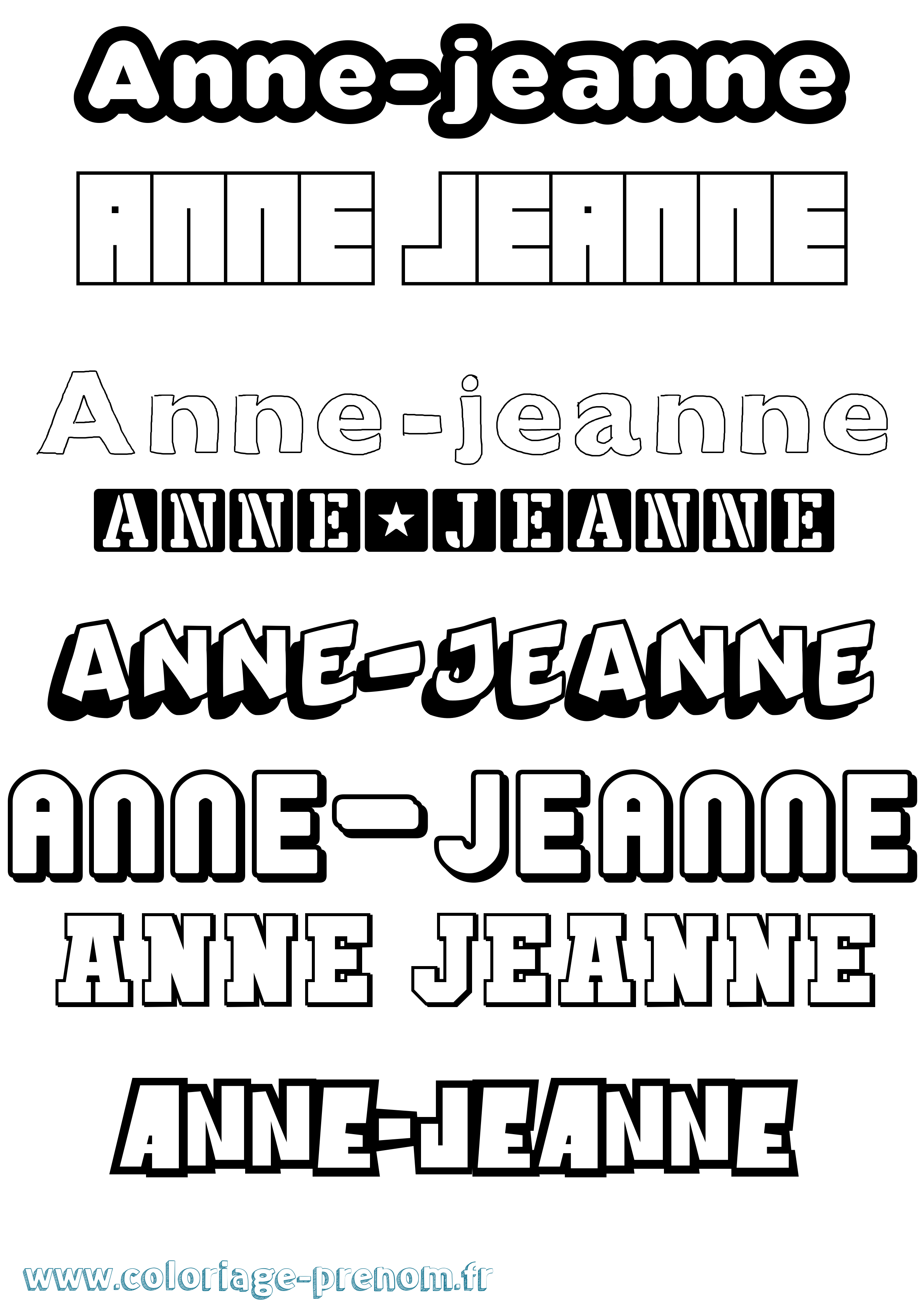 Coloriage Anne-Jeanne Simple Coloriage prénom Anne-Jeanne Simple