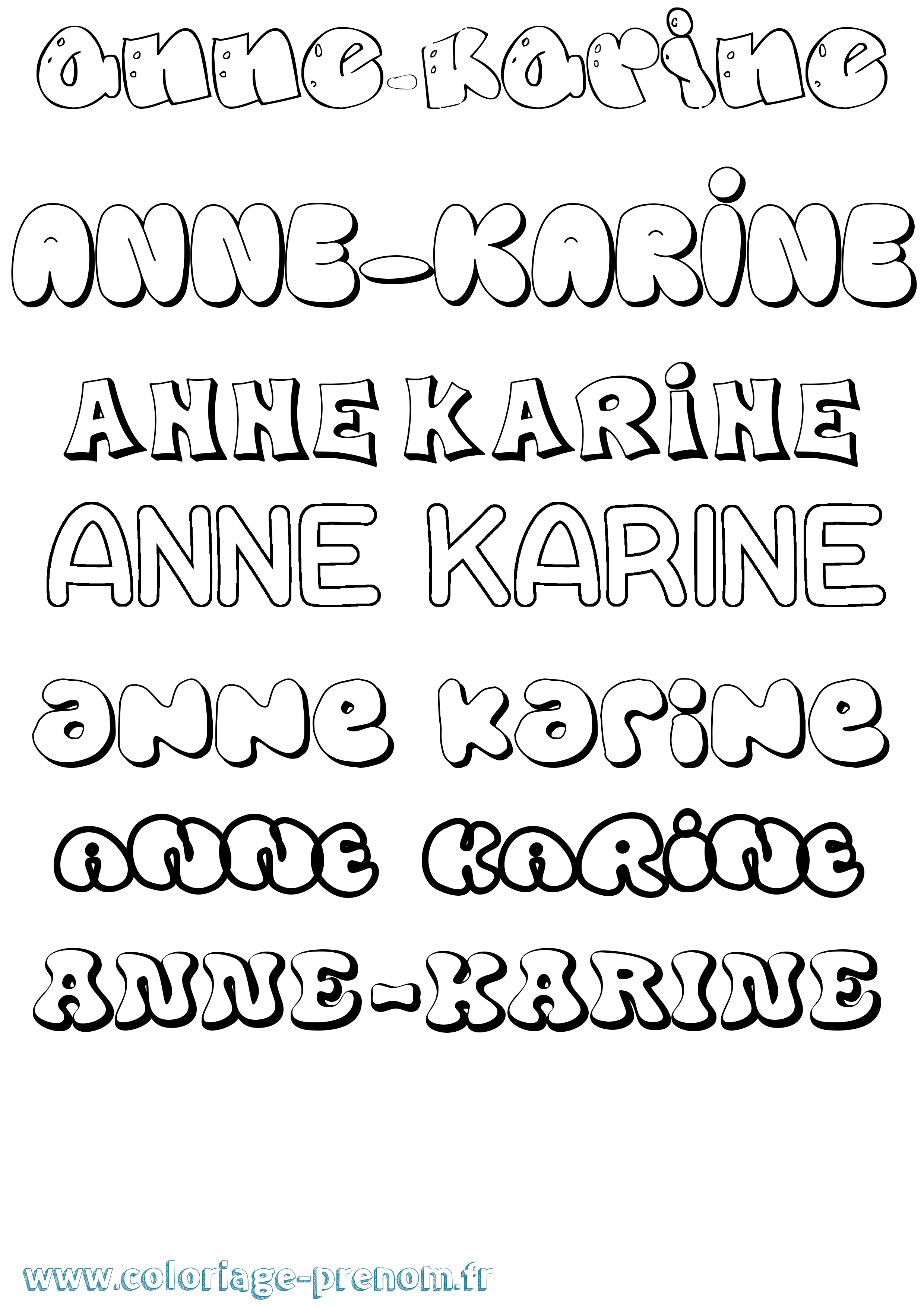 Coloriage Anne-Karine Bubble Coloriage prénom Anne-Karine Bubble